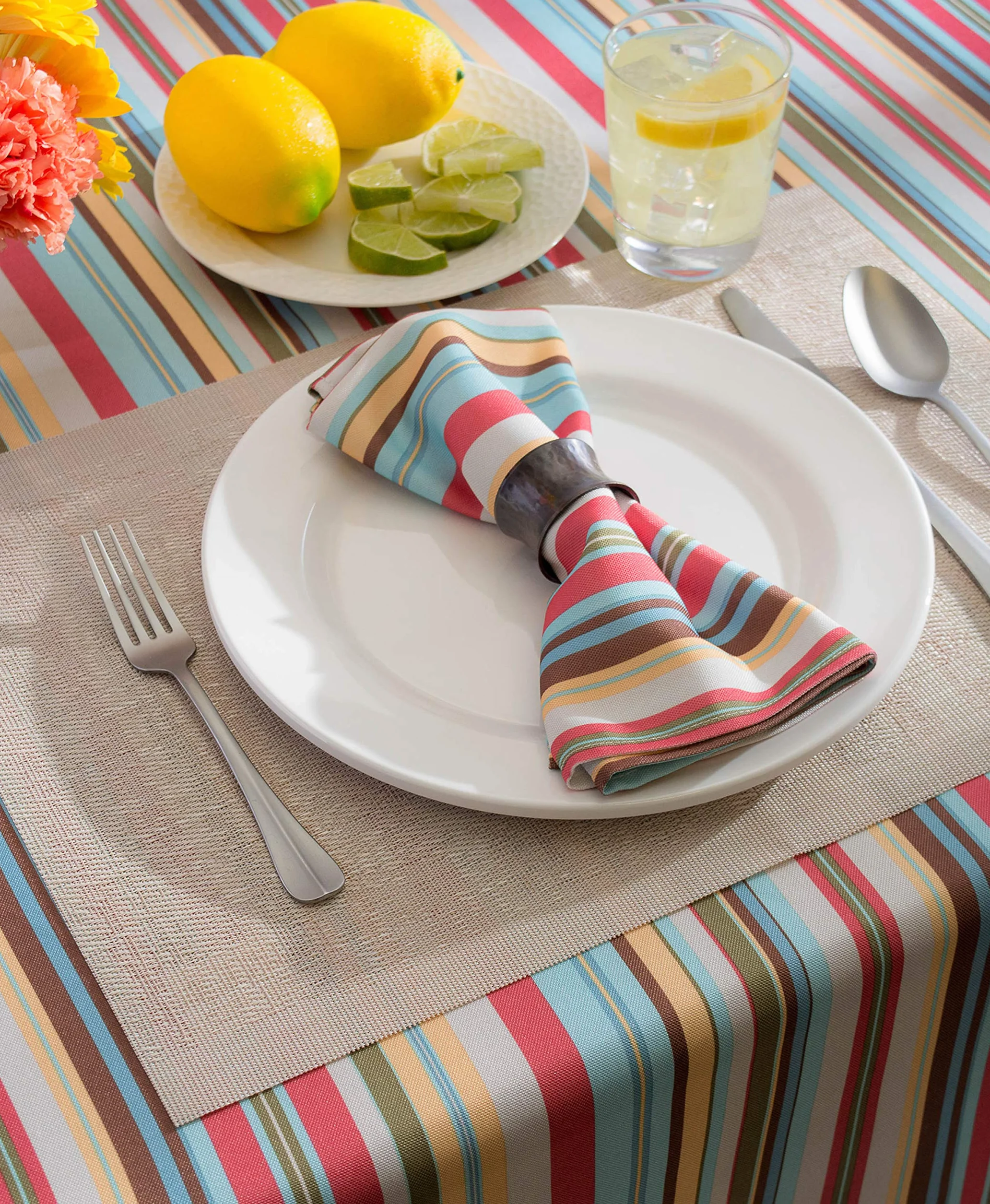 Tovaglia estiva per esterni 152,4 x 213,4 cm con cerniera a righe