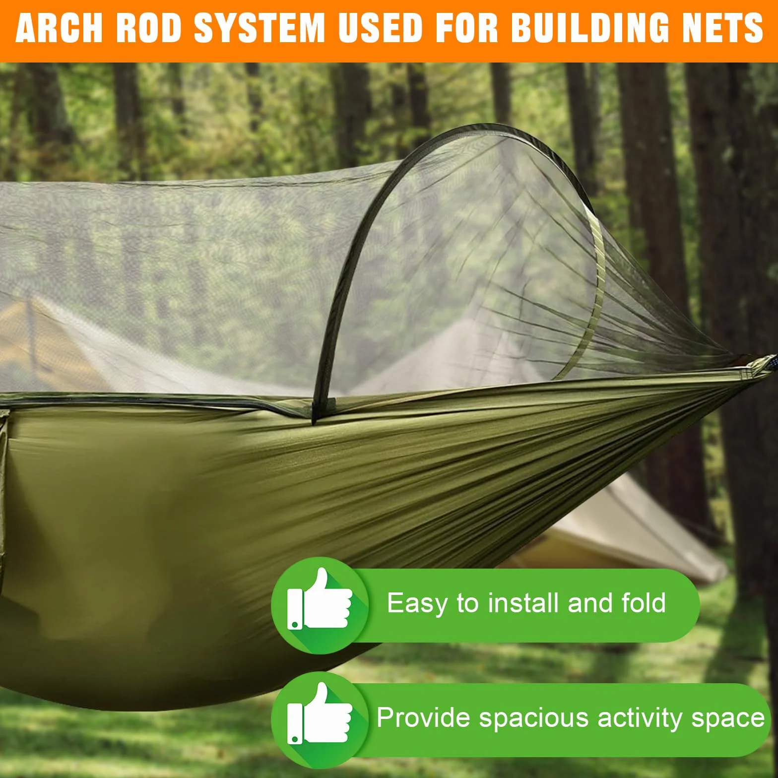 Amaca da Campeggio con Zanzariera 270x140cm Ultraleggera Nylon Capacità 300kg Portatile con Borsa