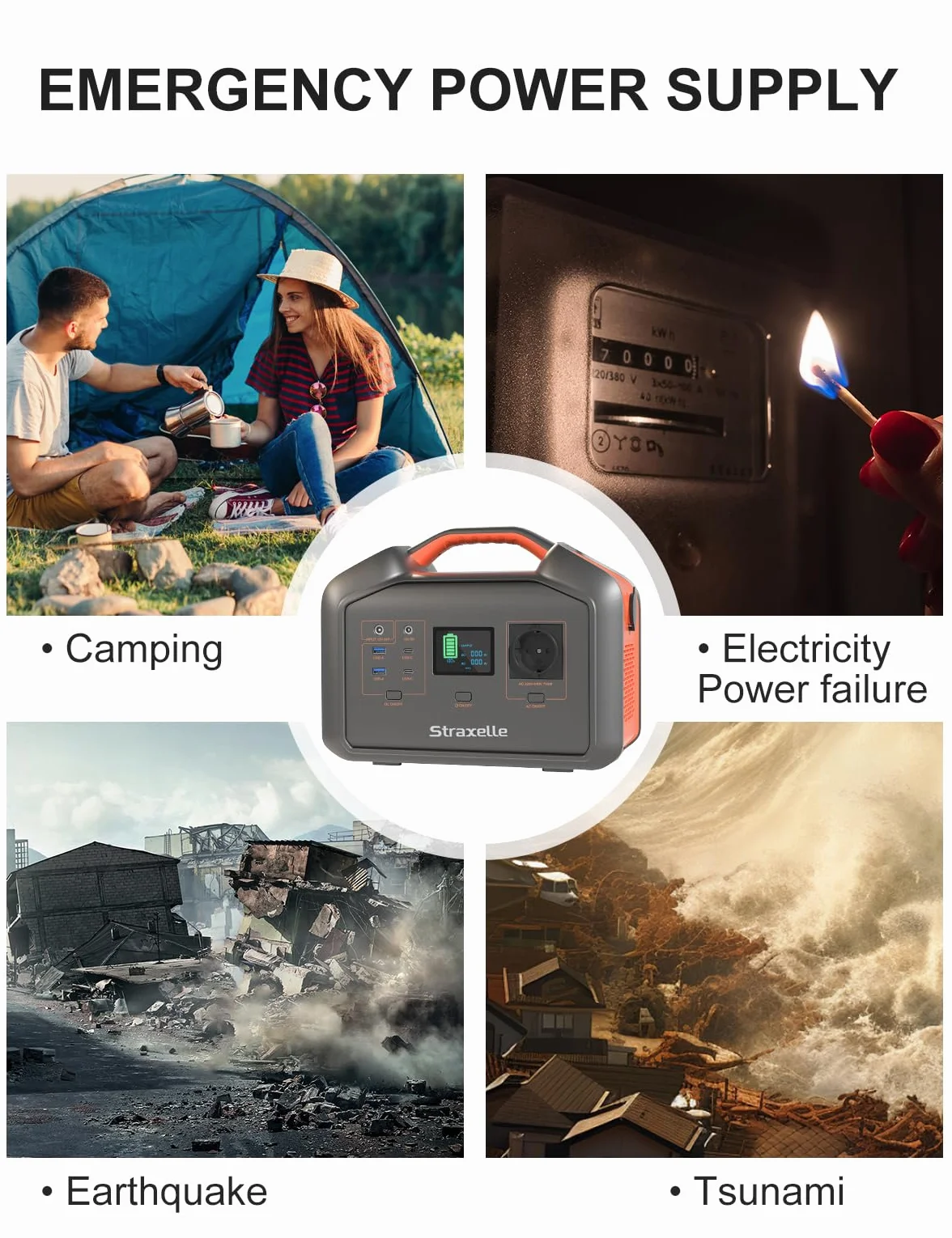 Centrale Elettrica Portatile 700W (Picco 1000W), 519.48Wh MPPT Solar Generator Batteria 150W Power Station Portatile da Campeggio per Partito Generatore Elettrico Emergenza Portatile