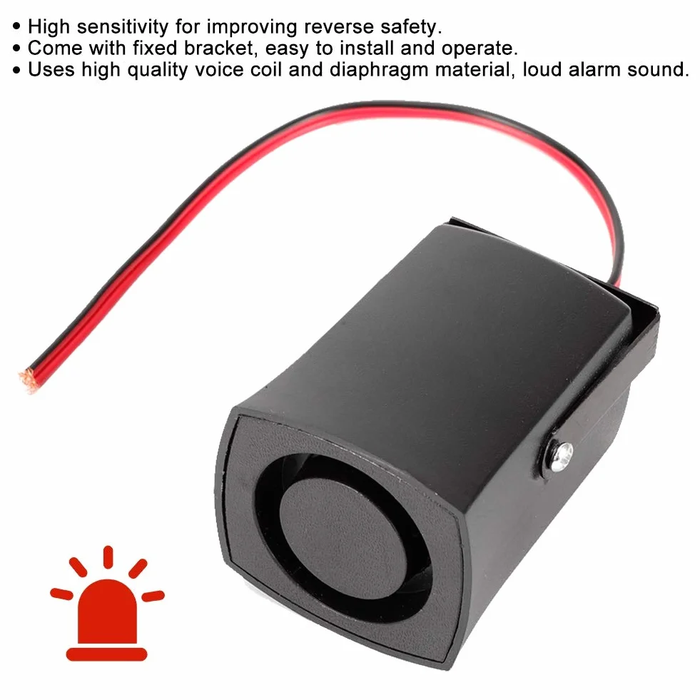 Buzzer Reverse Universal 12V 115db Allarme retromarcia per auto Back Up Horn Beeper Black