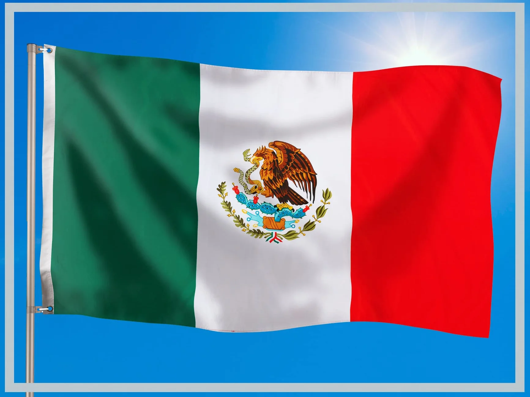 Bandiera Messico 90x150cm PHENO FLAGS resistente alle intemperie poliestere con occhielli in ottone