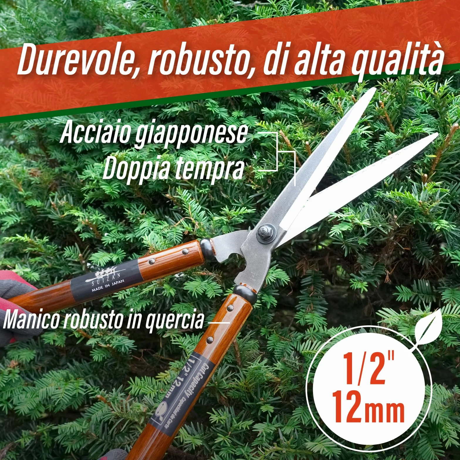 SUIZAN Cesoie per siepi 575mm Forbici da potatura giapponesi professionali