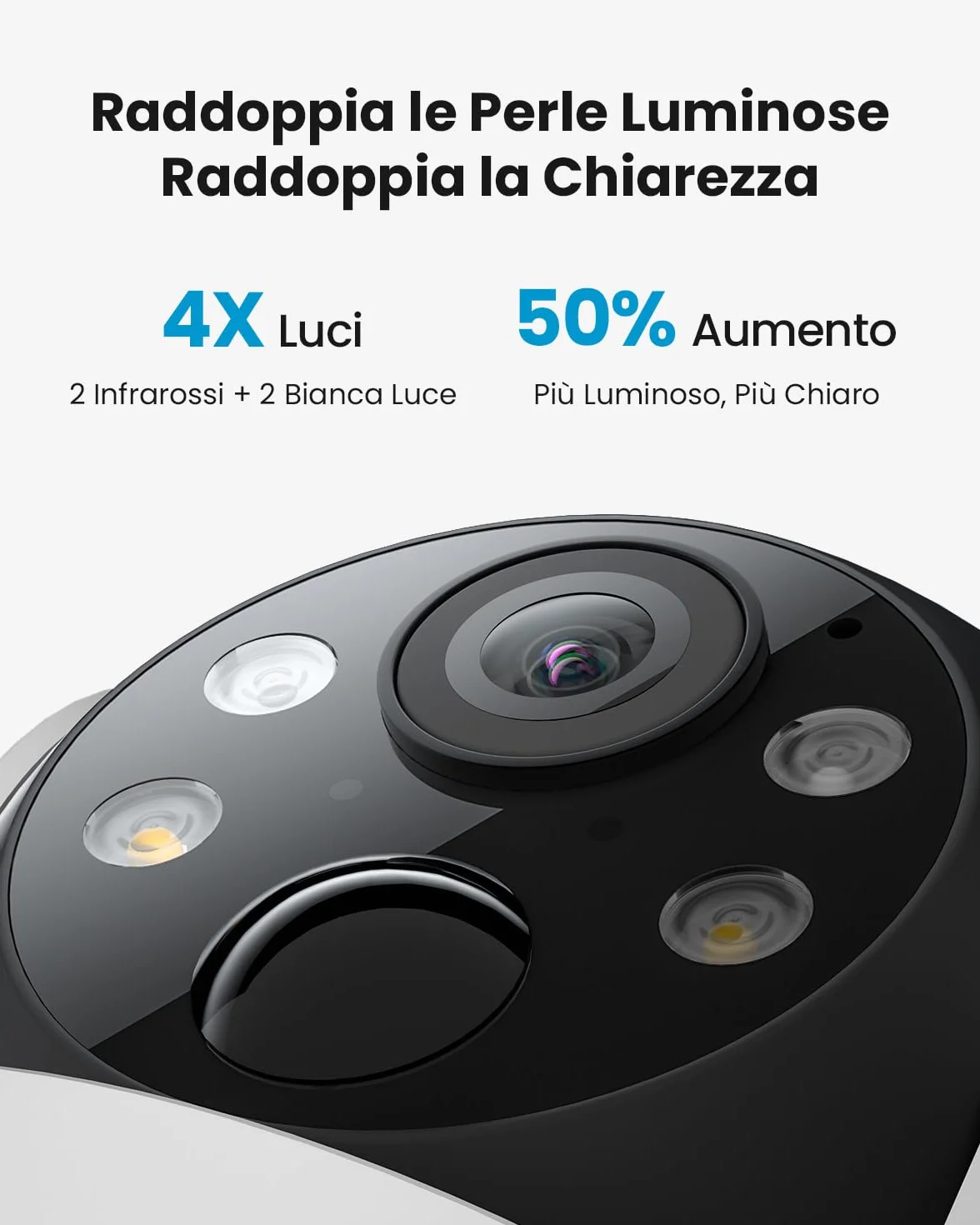 ieGeek 2K Telecamera Wi-Fi Esterno Senza Fili a Batteria 360° PTZ Videocamera Sorveglianza con Pannello Solare, Rilevazione Movimento PIR, Visione Notturna Colori, 2 Vie Audio IP65