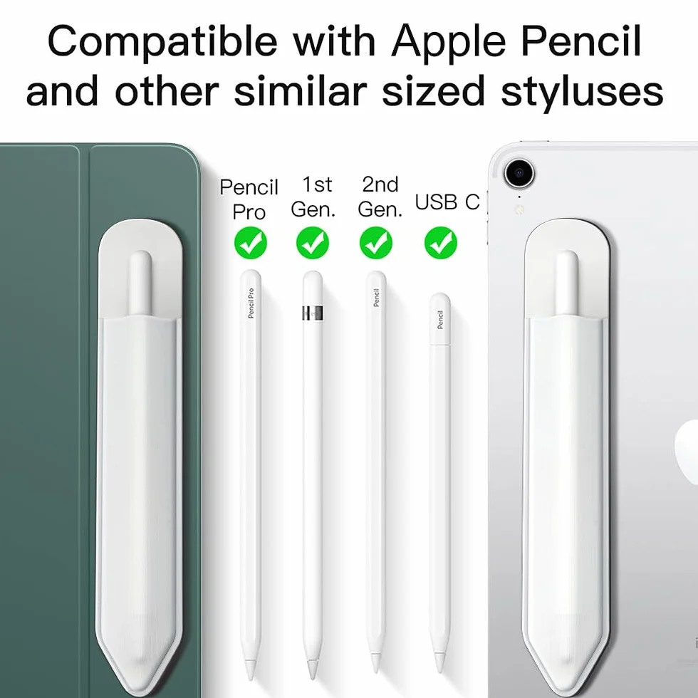 MoKo Adesivo Portapenne per Apple Pencil PRO/USB-C 1a/2a Gen., Custodia Elastica Bianca