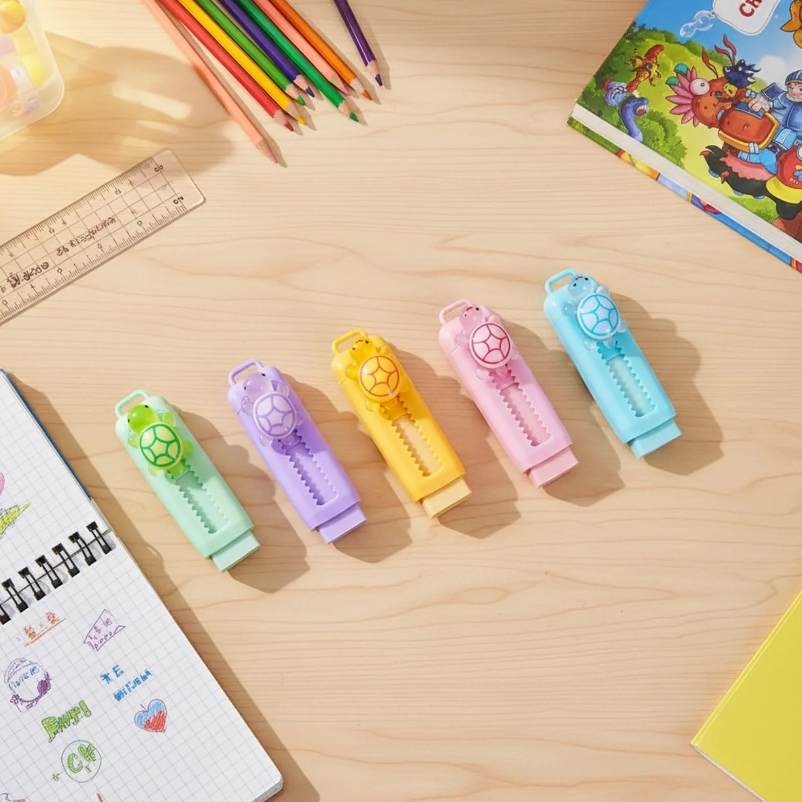 Gomme da cancellare retrattili a forma di animali 10 pezzi per bambini