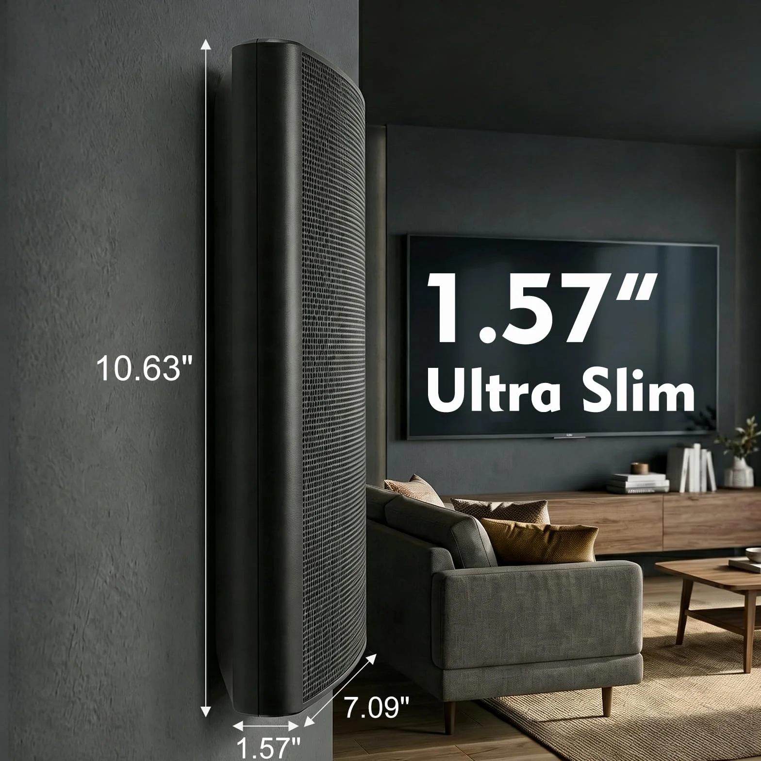 STUDIOFINIX Altoparlanti da parete ultra sottili 13,3 cm 240 W 8 Ohm passivi per home theater nero (coppia)