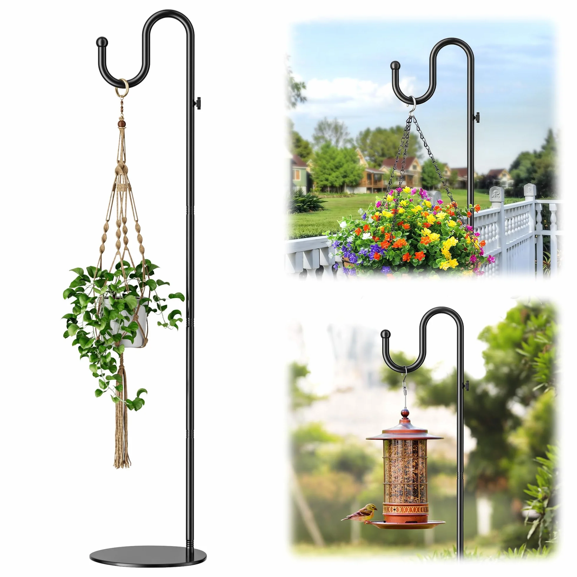 Saffruff 188 cm Gancio da pastore Supporto metallico indipendente Antiruggine