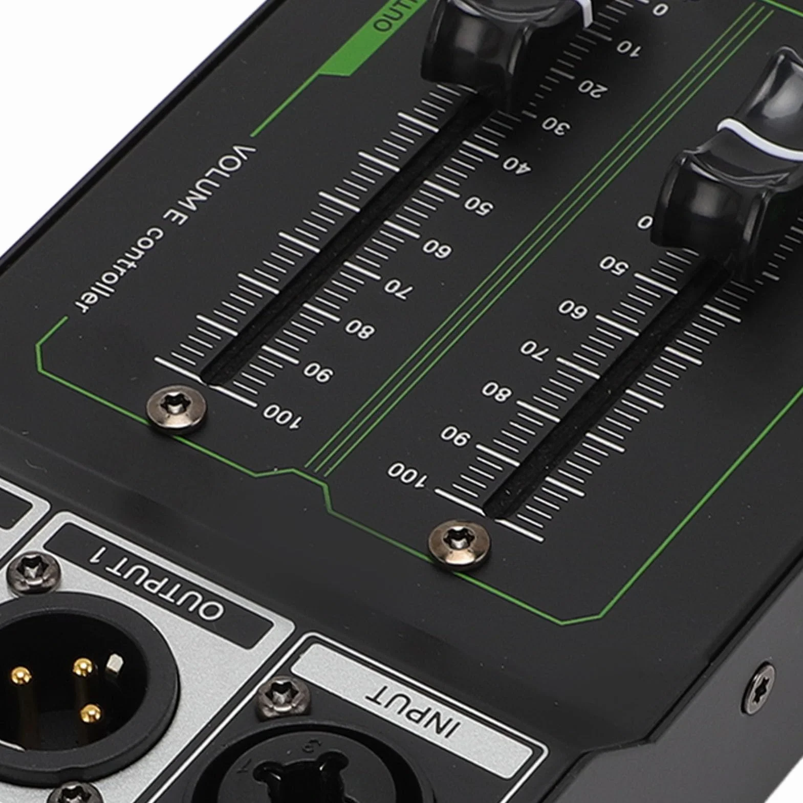 Controller di Volume Passivo Stereo XLR 2 Ingressi 4 Uscite, Fader 70 mm Alta Precisione, Audio HiFi