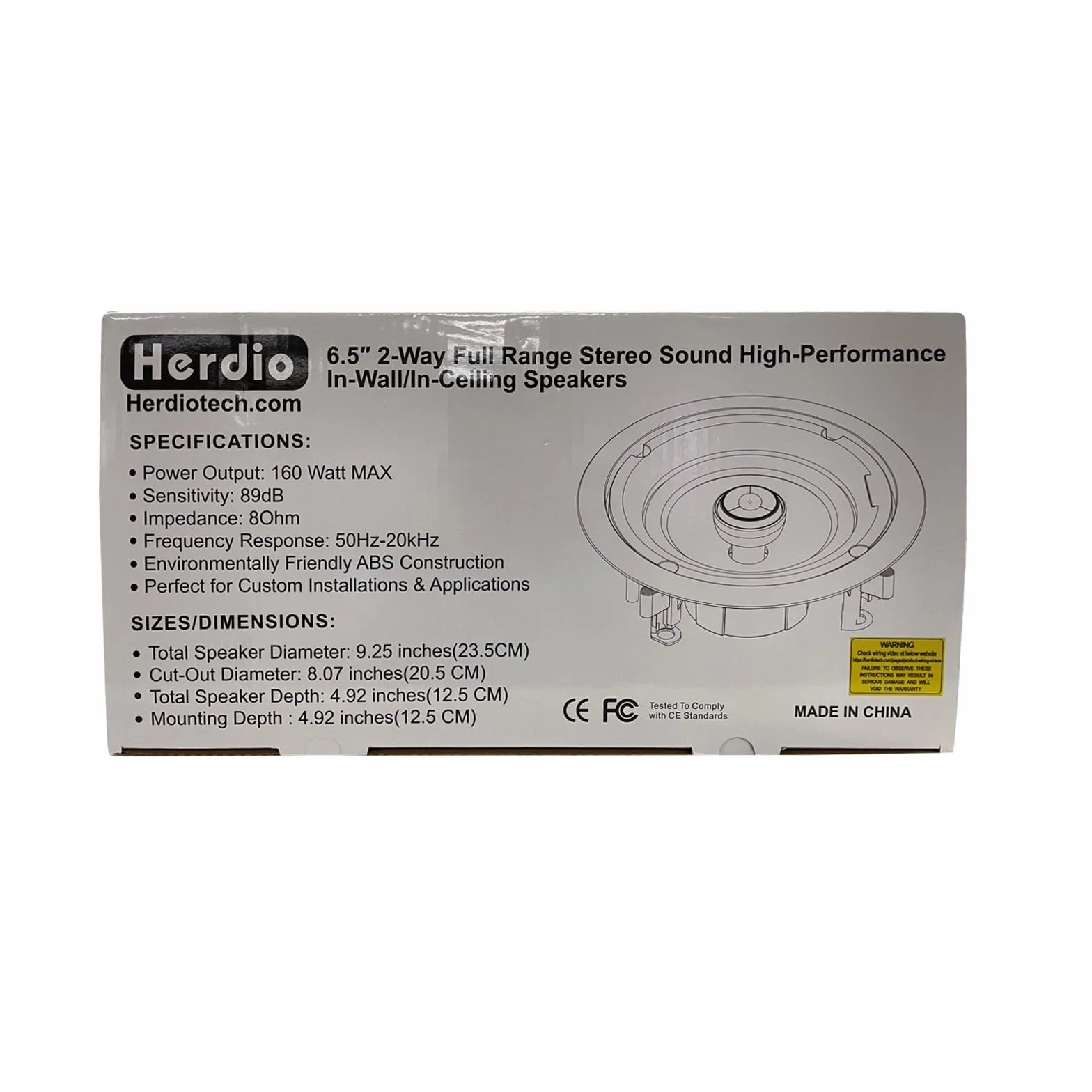 Herdio Altoparlanti da soffitto 16,5 cm 640 W 2 vie montaggio a incasso (4)