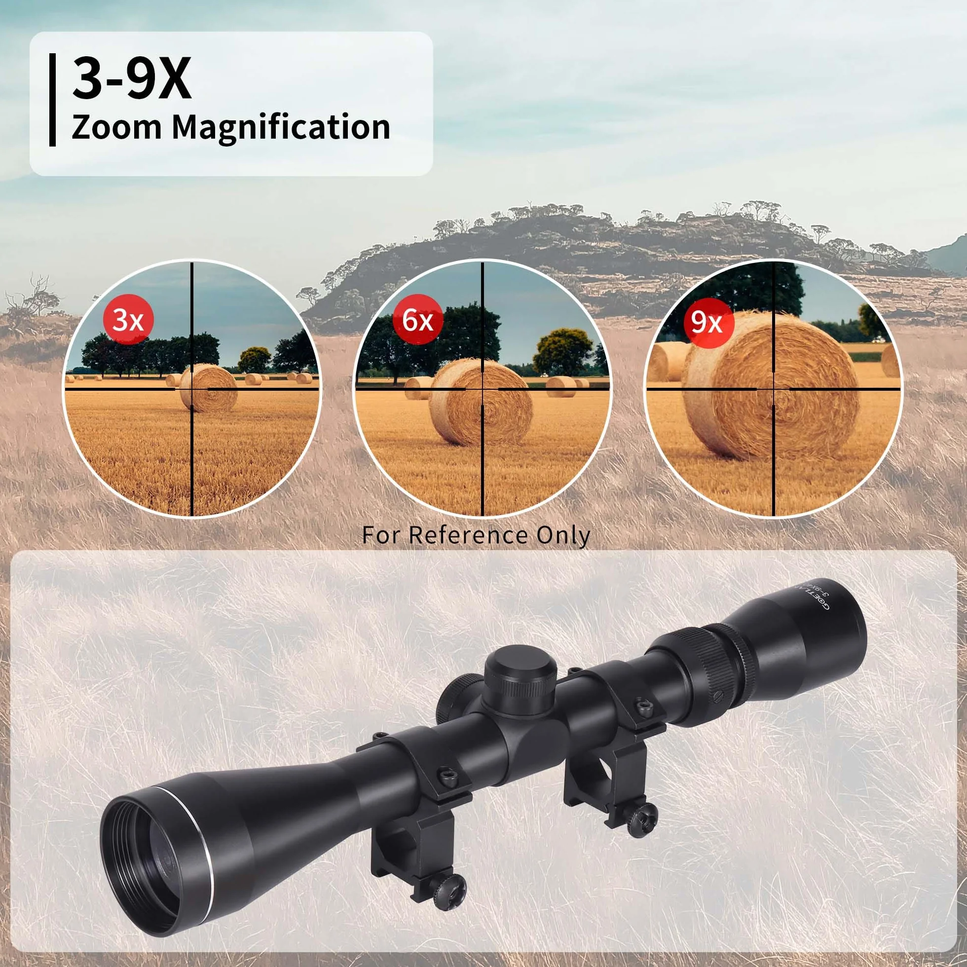 Goetland 3-9x40 Ottica per Carabina Aria Compressa Cannocchiale da Puntamento R4 Reticolo SFP con Anelli di Montaggio