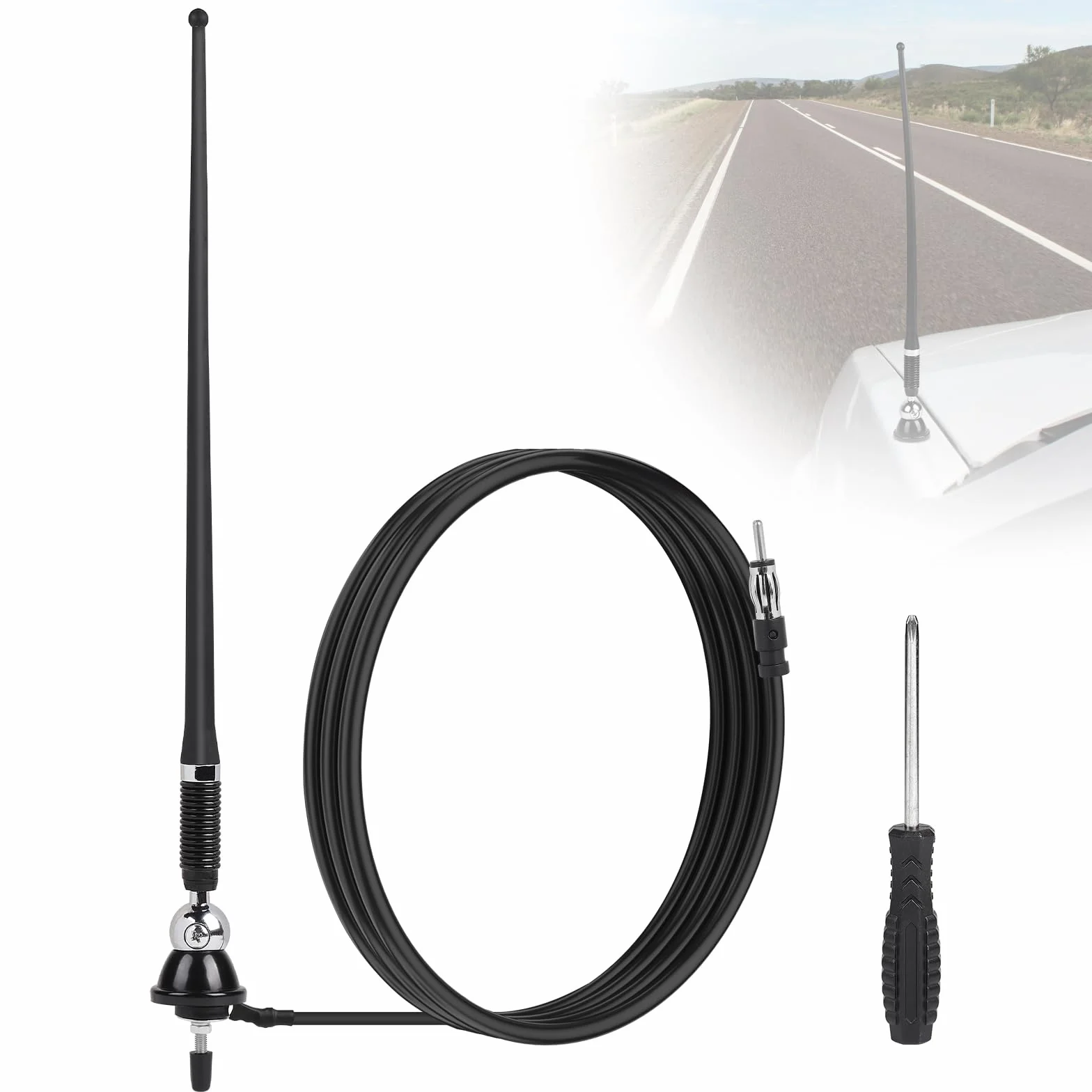 DBREAKS Antenna Radio Marina Impermeabile AM FM Universale 16'' Gomma