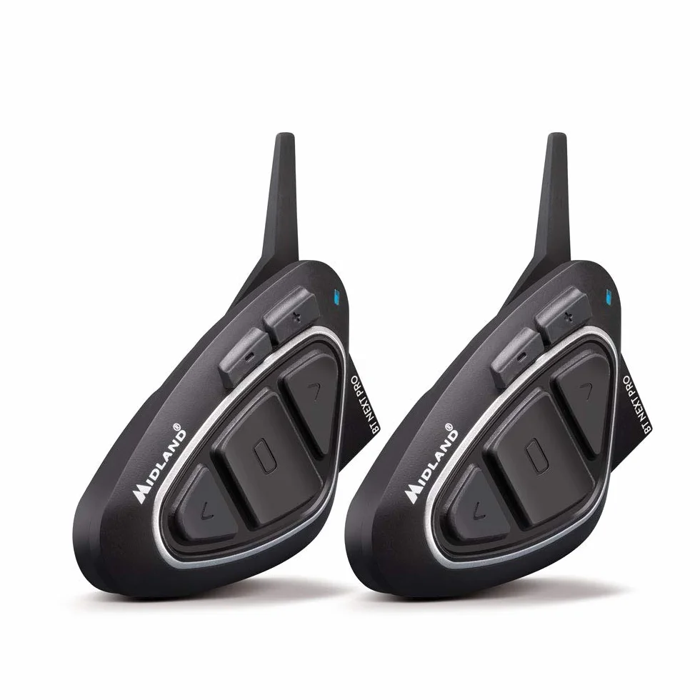 Midland BT Next PRO Doppio Interfono Moto Bluetooth, Auricolari Bluetooth Casco Moto con Altoparlanti Hi-Fi, Cancellazione Rumore, Comunicazione 1.6 km - 2 Auricolari