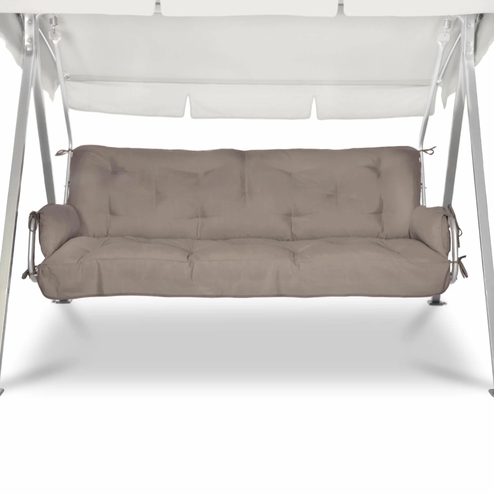 Beautissu Cuscini per dondoli e altalene da Giardino Flair HS - 180x50x8 cm - 2 braccioli e Un soffice Cuscino Grande - Taupe