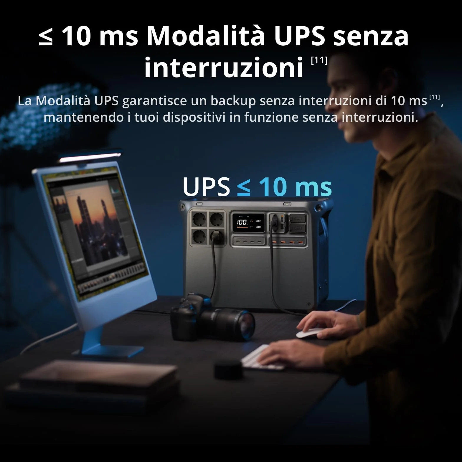 DJI Power 2000 generatore di corrente portatile, centrale elettrica portatile, batteria LFP da 2048 Wh, uscita stabile da 3000 W, ricarica 0-80% in 45 min, power station per casa, campeggio e camper