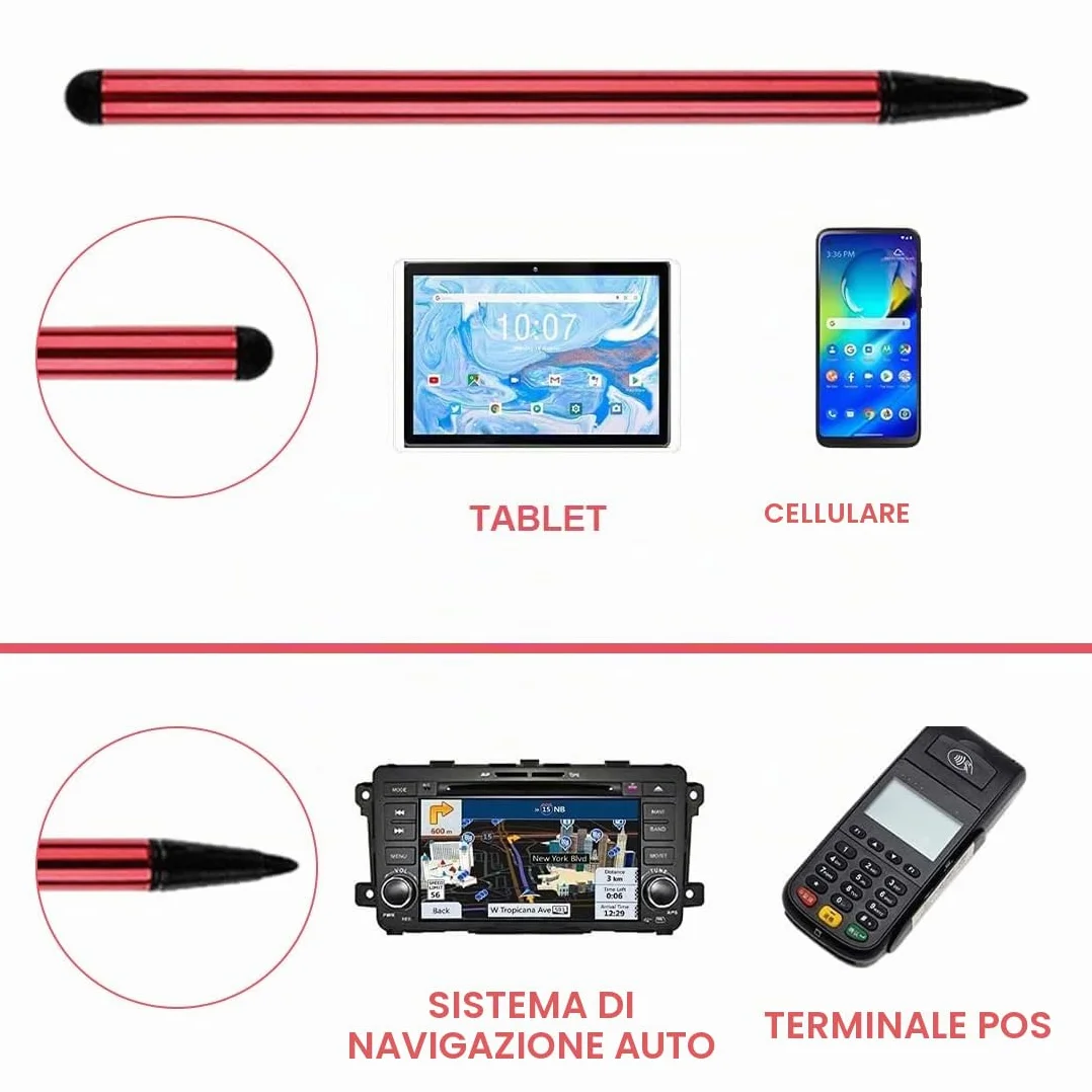 Confezione da 3 Penne Touch Screen Capacitiva Universale 2 in 1 per Tablet