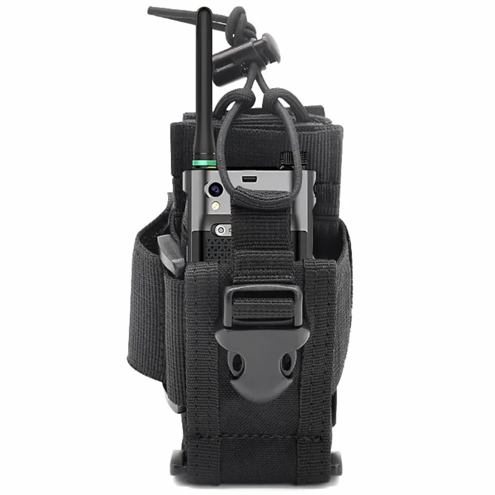 Molle Tactical Radio Pouch Holster, Adjustable Waist Belt for Walkie Talkie, Police Military Radio Holder