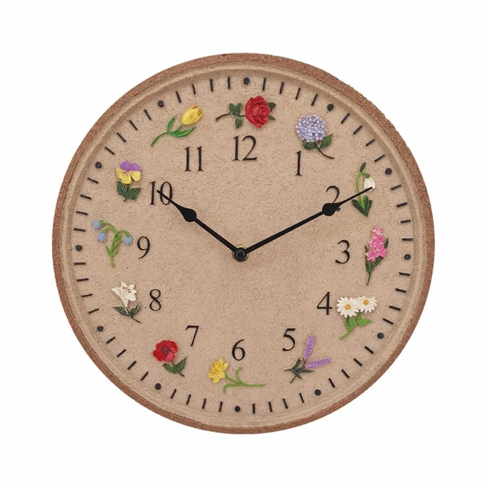 Orologio da parete in resina da 30,5 cm con fiori 3D, impermeabile, per esterni, giardino, anti-appannamento, grado di protezione IP44, per piscina, hotel, spa, per una facile installazione