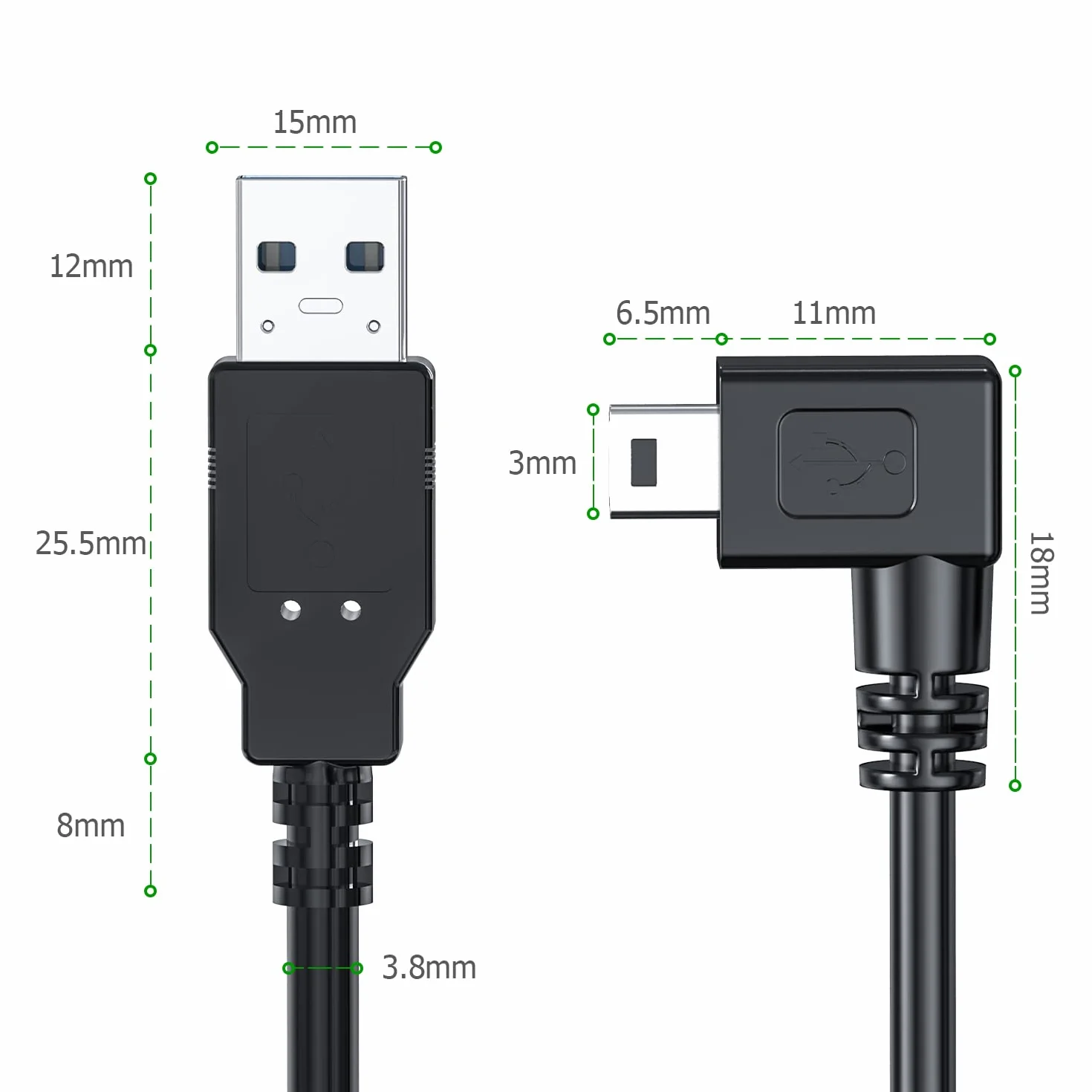 Mellbree Caricabatterie USB per Garmin Navi 2M, cavo di ricarica a 5 pin angolo retto
