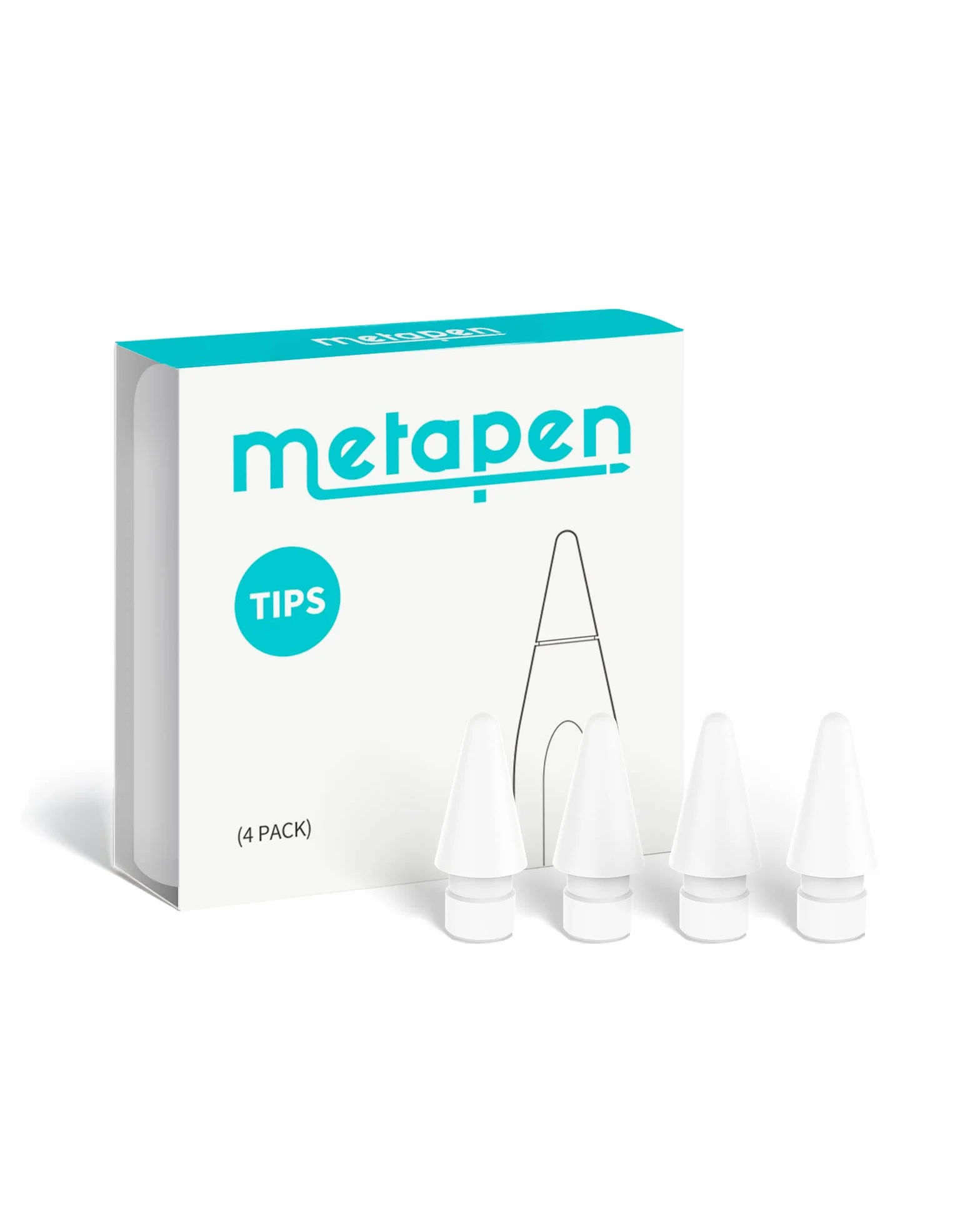 Metapen Punte per iPad Compatibili con Apple Pencil 1ª/2ª Gen e Logitech Stylus, Durevoli e Sensibili (4 Pezzi, Bianco)