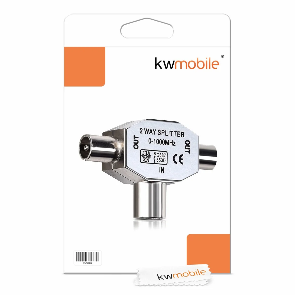 kwmobile rozdzielacz antenowy T Splitter 0-1000 MHz 2x gniazda koncentryczne DVB-T