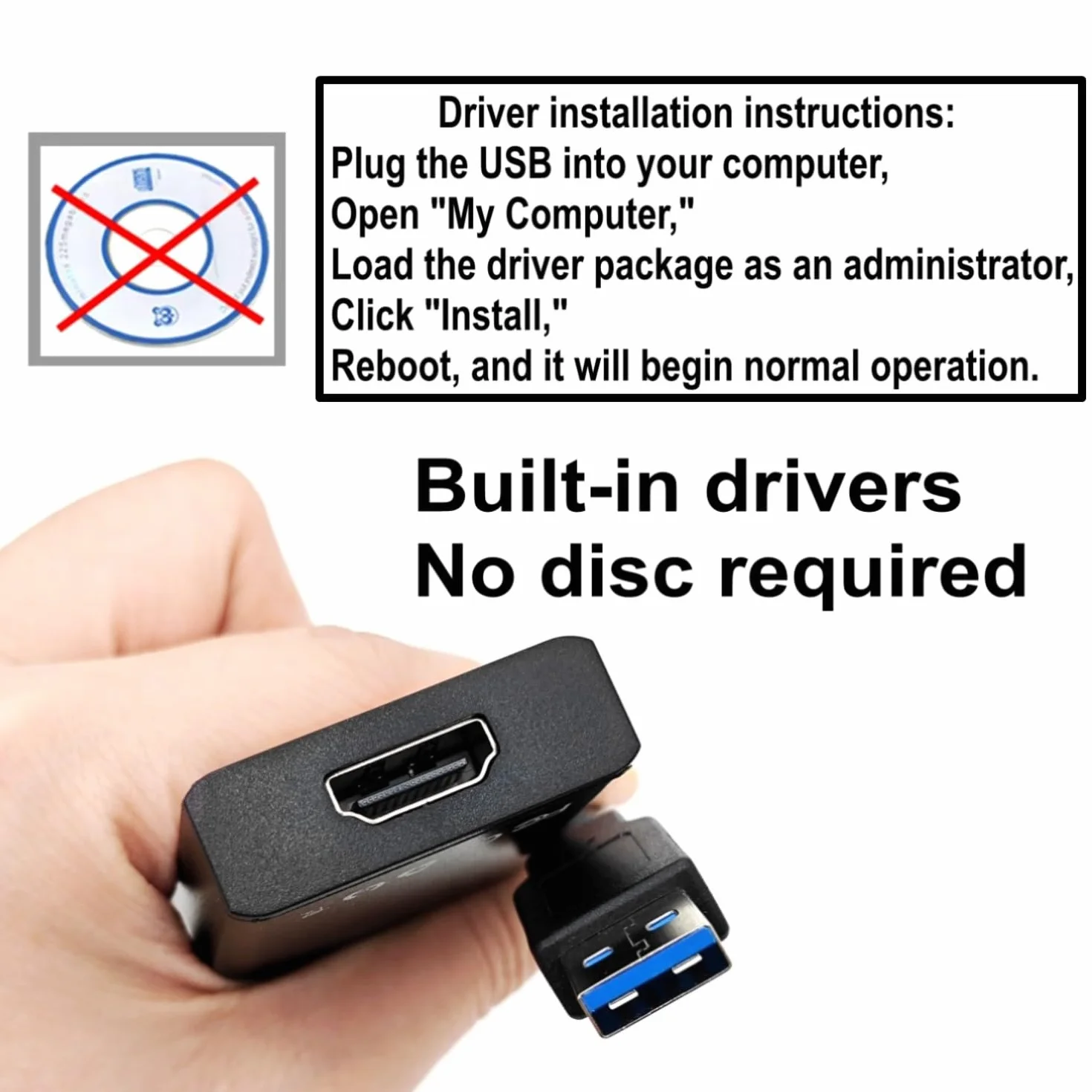 JZK Adattatore USB 3.0 a HDMI, convertitore HD 1080P per monitor esterno, scheda grafica video USB con uscita audio per Windows