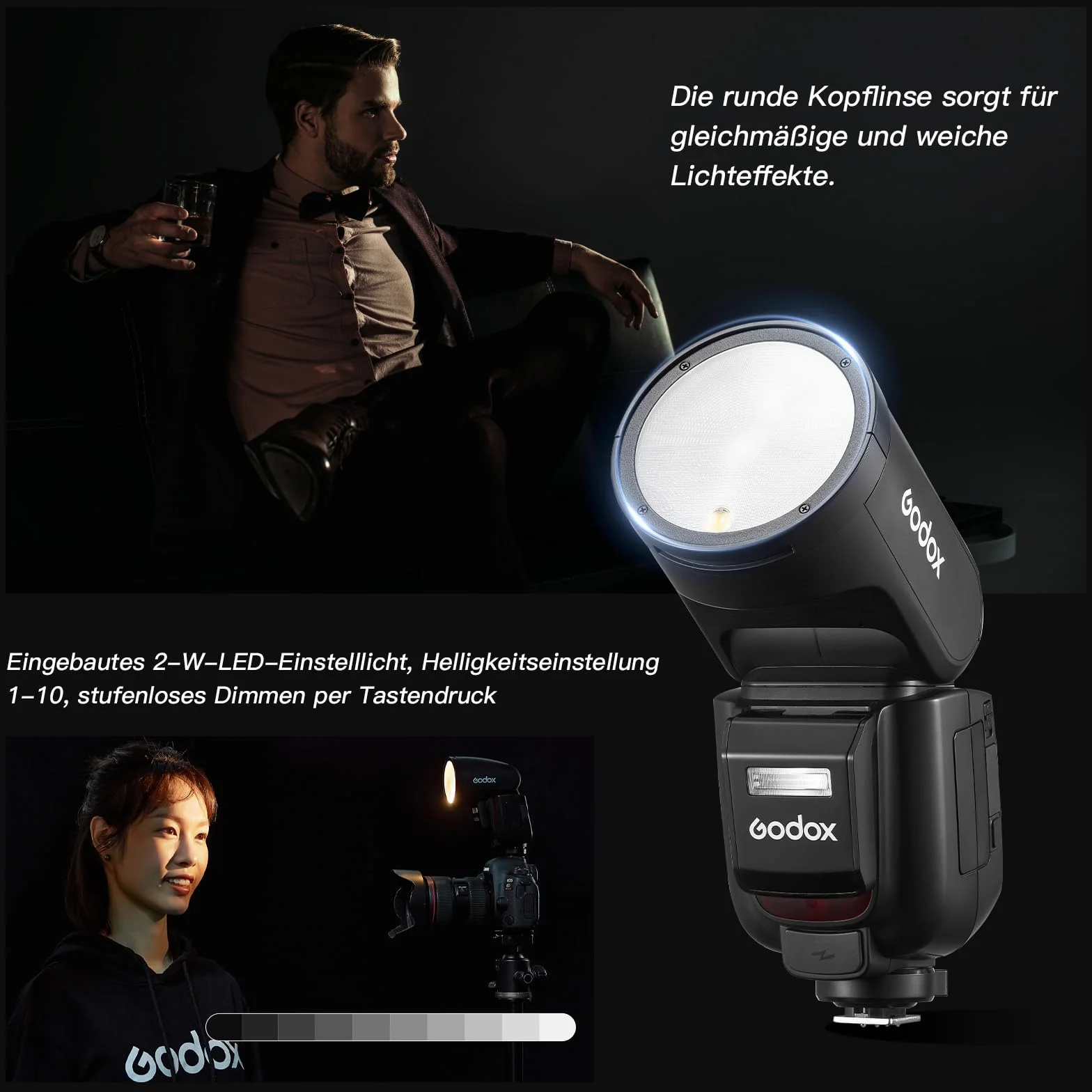 GODOX V1 PRO C Speedlight 76Ws TTL 1/8000 HSS Wireless 2,4G Flash Testa Tonda Canon