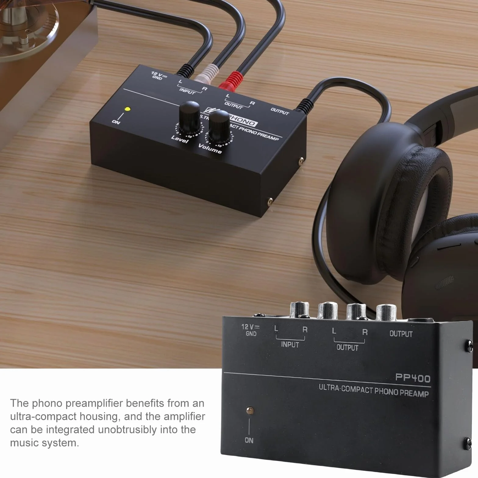 Preamplificatore Phono Giradischi, Mini Preamp Audio Stereo DC 12V Ingresso Uscita RCA