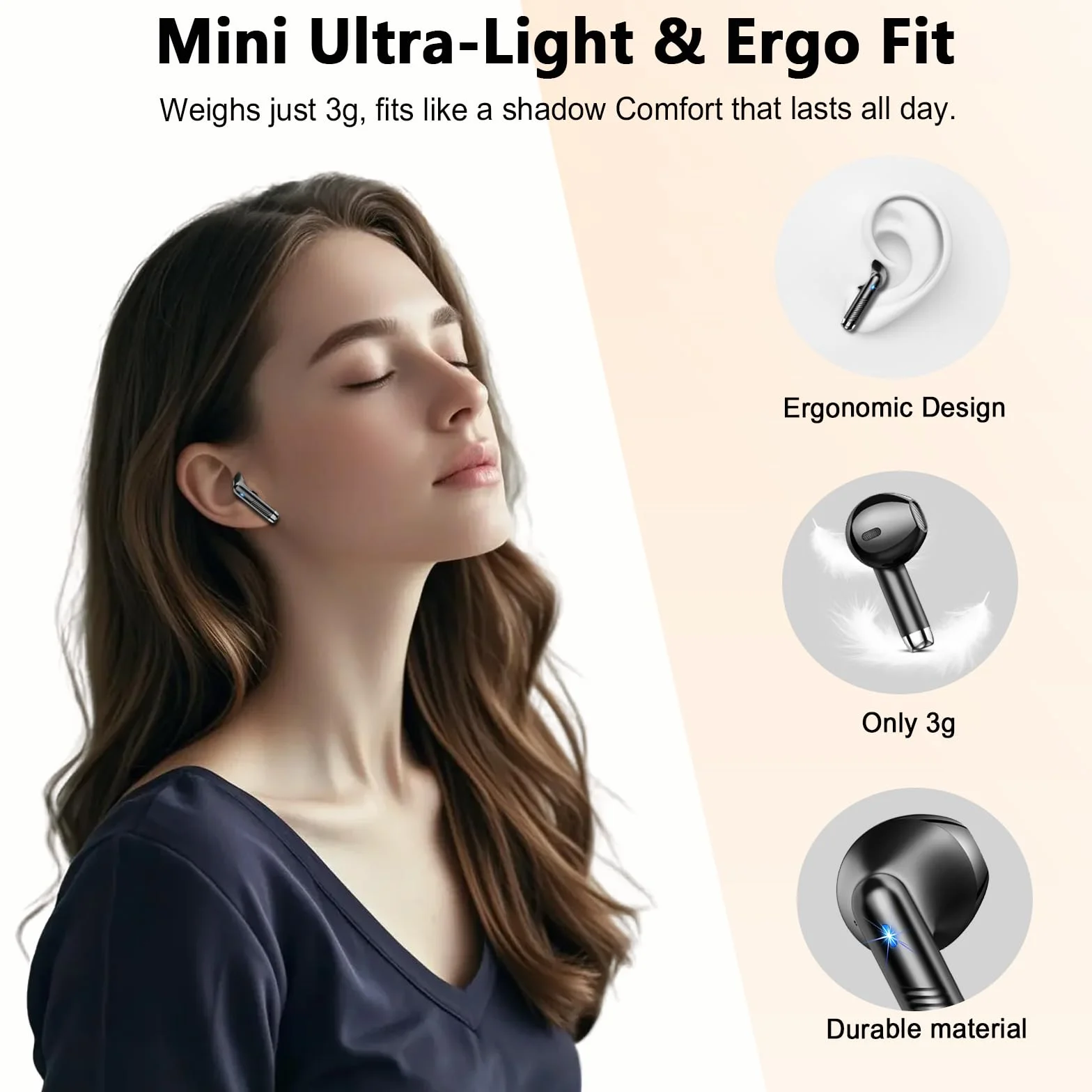 Cuffie Bluetooth 5.4, Auricolari Wireless In Ear con 6 ENC Mic, 6D Hifi Stereo, Cancellazione Rumore, IP7 Impermeabili Sport