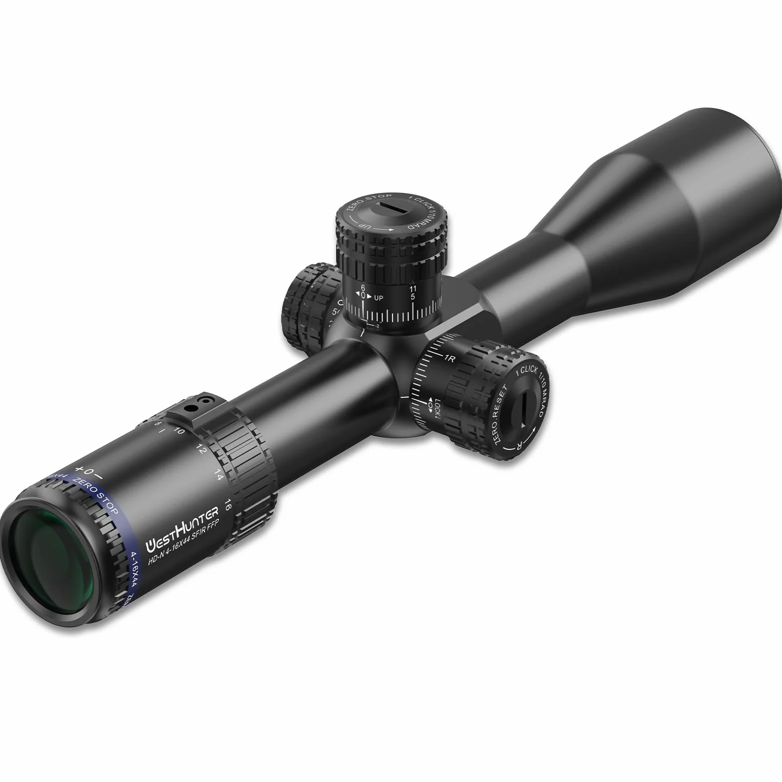 WestHunter HD-N SFIR FFP Zero Stop Telescopico 30mm Primo Piano Focale Reticolo Vetro Inciso Illuminato 1/10 MIL