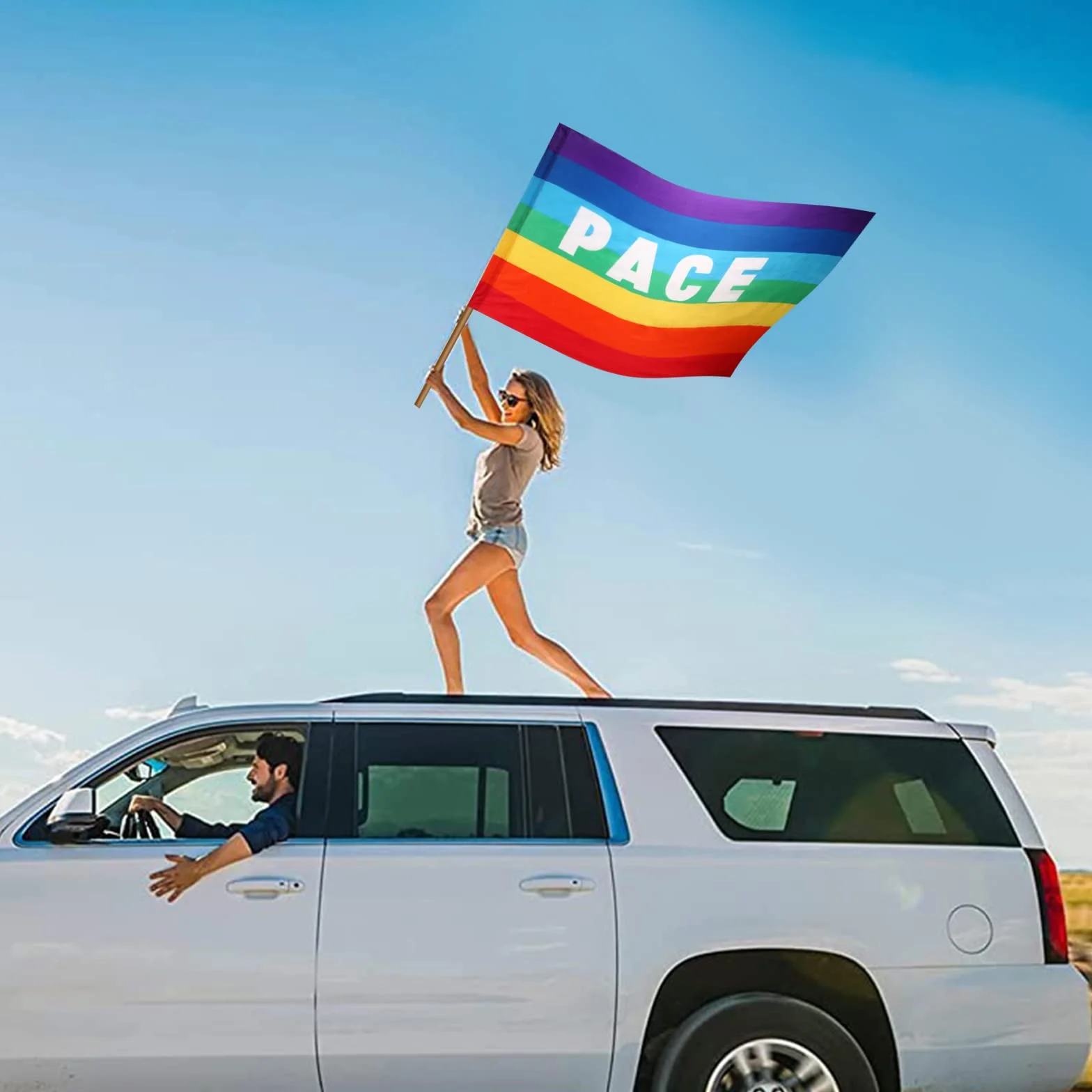 Rainbow Flag 90x150cm Bandiera Pace Arcobaleno Ucraina per Interno Esterno