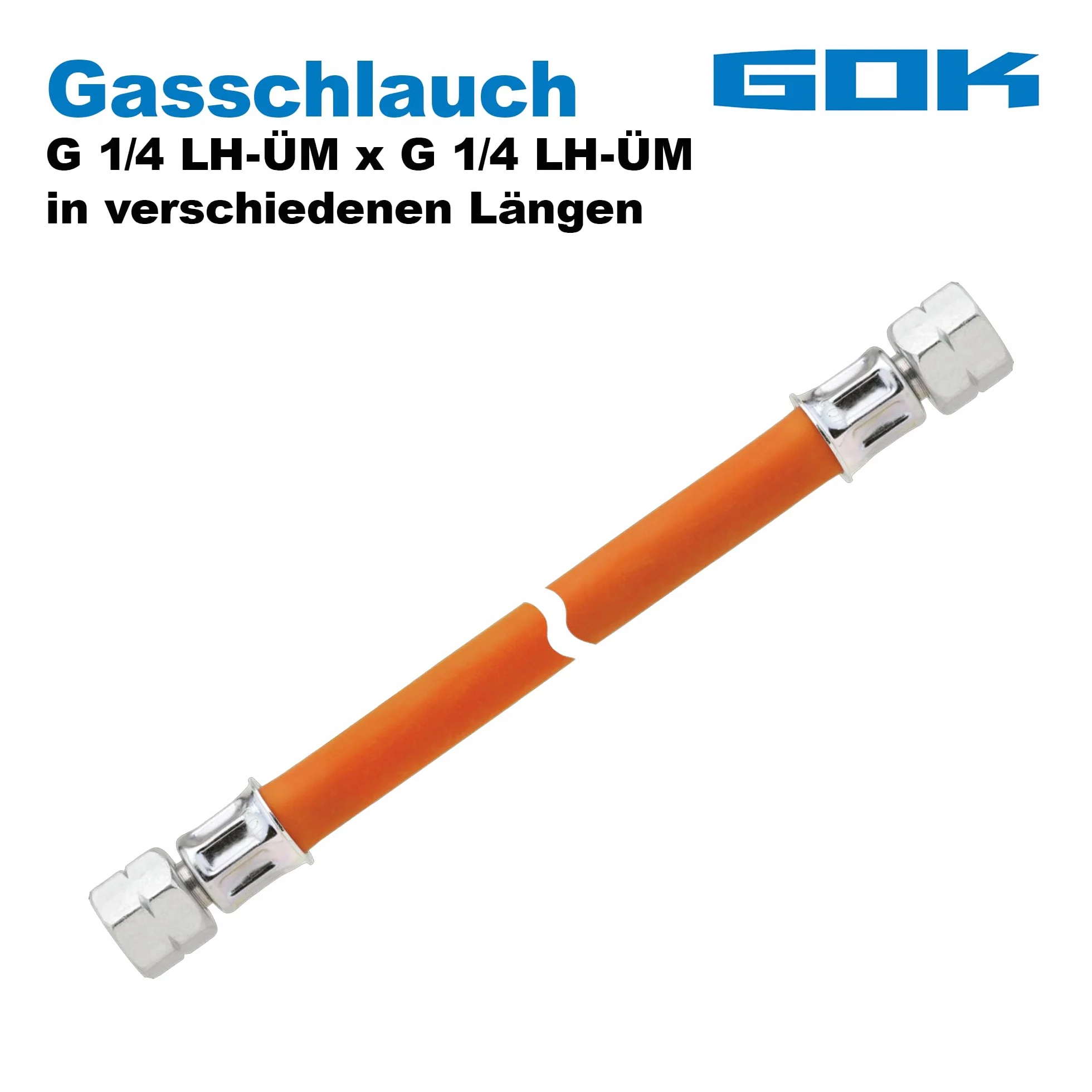 GOK Tubo del gas da 40 cm, 2 x 1/4", filettatura sinistra fino a -30 °C propano