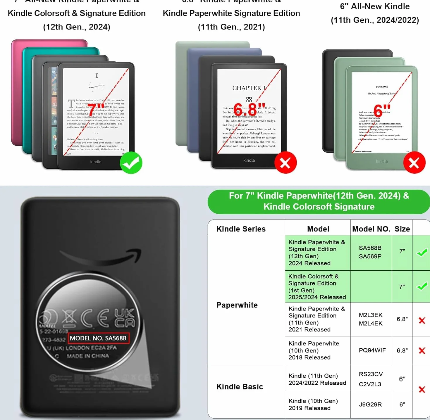 FINTIE Staccabile Custodia Magnetica per Kindle Paperwhite 7" (12ª Gen, 2024) e Kindle Colorsoft (1ª Gen, 2024/2025), Cover Posteriore Sottile Leggero con Auto Sveglia/Sonno, Nero