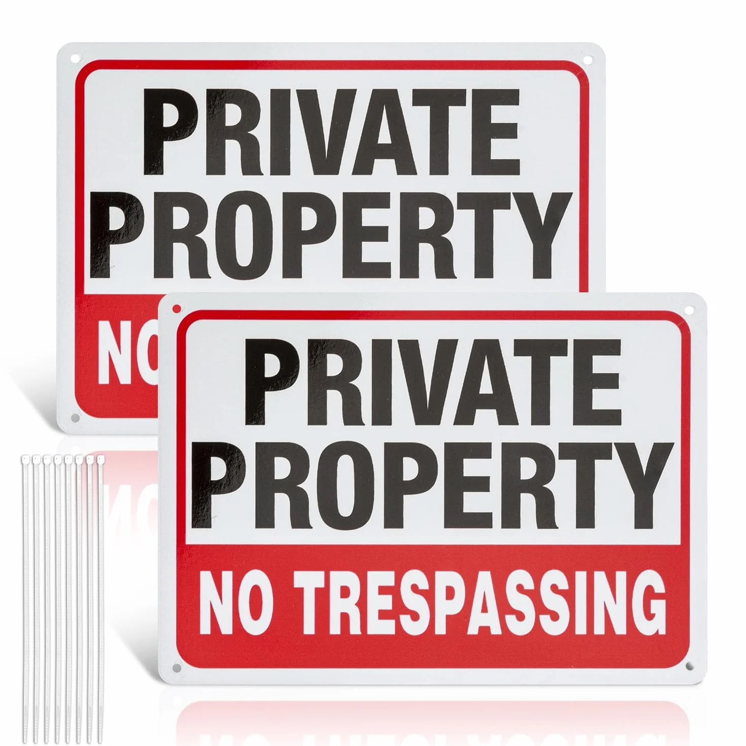 Confezione da 2 cartelli Private Property No Trespassing, 25,4 x 17,8 cm