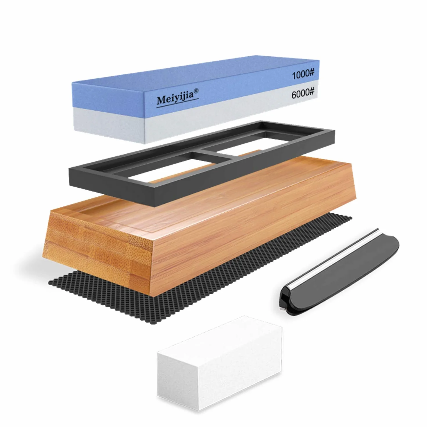 Pietra per Affilare 2-in-1, Affilacoltelli Professionale cote Combinazione - con Stand Silicone Antiscivolo (1000/6000 Grit/Set)