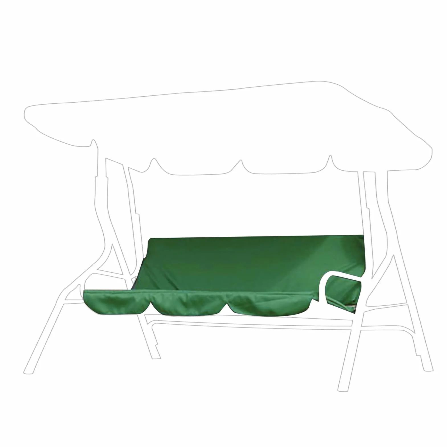 Fodera Cuscini per Dondolo 3 Posti,Fodera Cuscino per Dondolo da Giardino,Tessuto taffetà di Poliestere 190T,per Giardino Terrazza Veranda (150x50x10cm,Verde)
