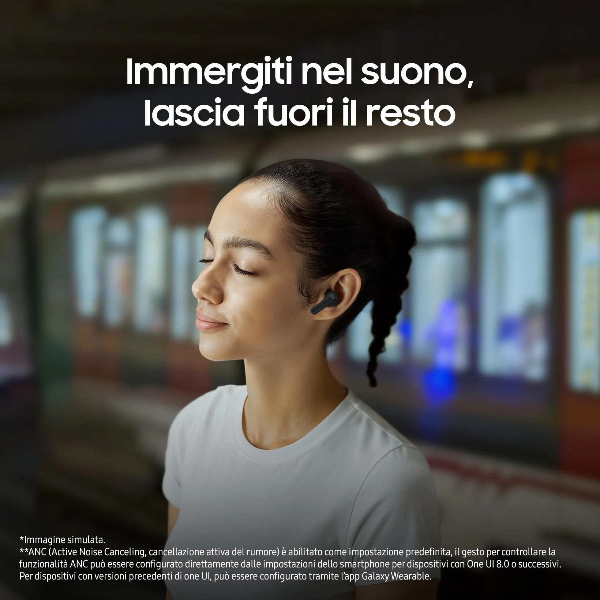 Samsung Galaxy Buds3 FE Auricolari Wireless Cancellazione Attiva del Rumore Audio 360 Nero 2025