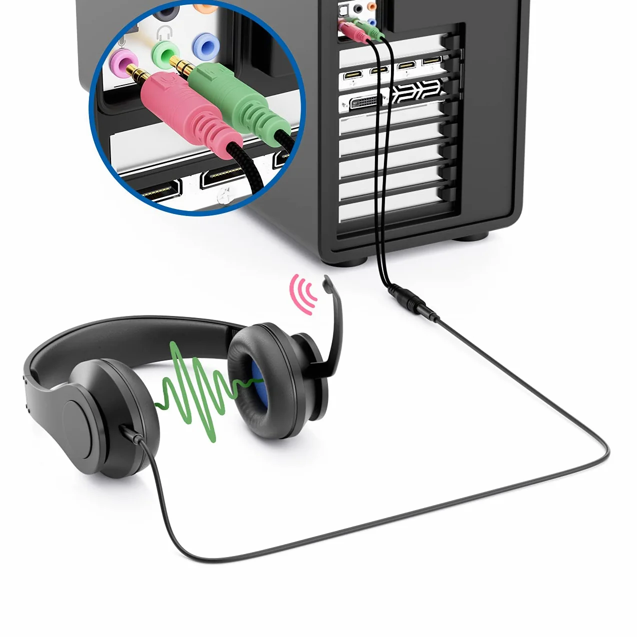 deleyCON 20cm Headset PC Laptop Adattatore Audio Jack Y Stereo 3,5mm CTIA 4 Poli TRRS a 2x 3,5mm