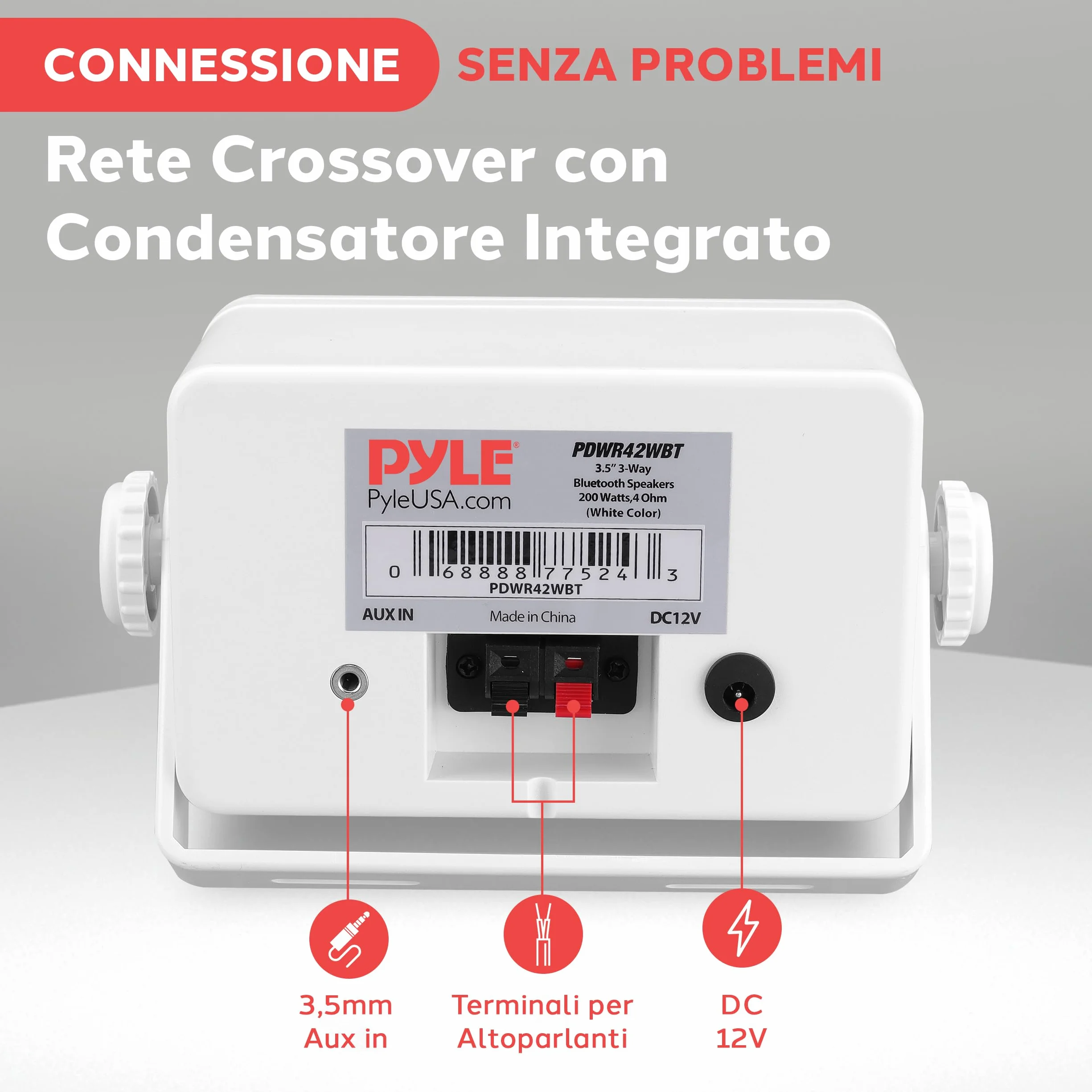 Pyle Cassa Bluetooth Wireless Impermeabile 3 Vie Attivi Passivi Montaggio Parete Soffitto Resistente Intemperie