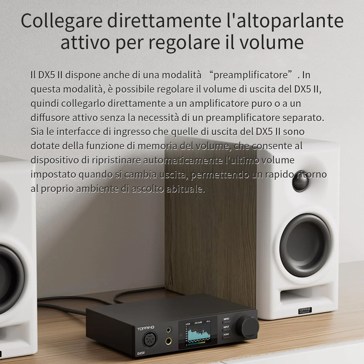 Topping DX5 II Amplificatore DAC Bilanciato 7600 mW ES9039Q2M DSD512 768 kHz USB Ottico Coassiale RCA XLR 6,35 mm 4,4 mm Argento