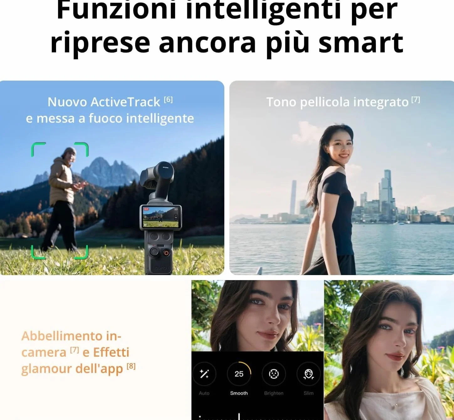 DJI Osmo Pocket 4 Combo Creator fotocamera stabilizzata tascabile 4K/240fps CMOS 1″ stabilizzazione tre assi zoom 2× 107 GB memoria integrata