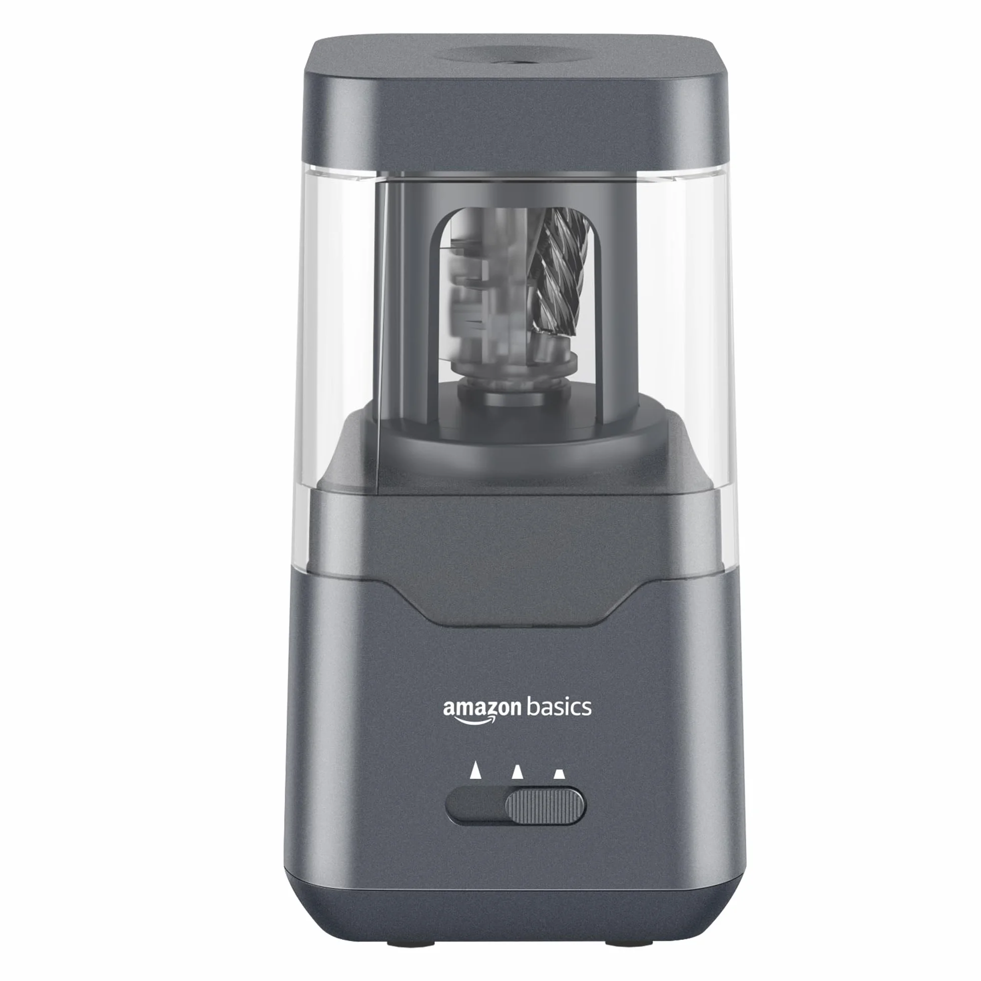 Amazon Basics Temperamatite elettrico portatile, lama a spirale, arresto automatico, alimentato a batteria/USB, Nero