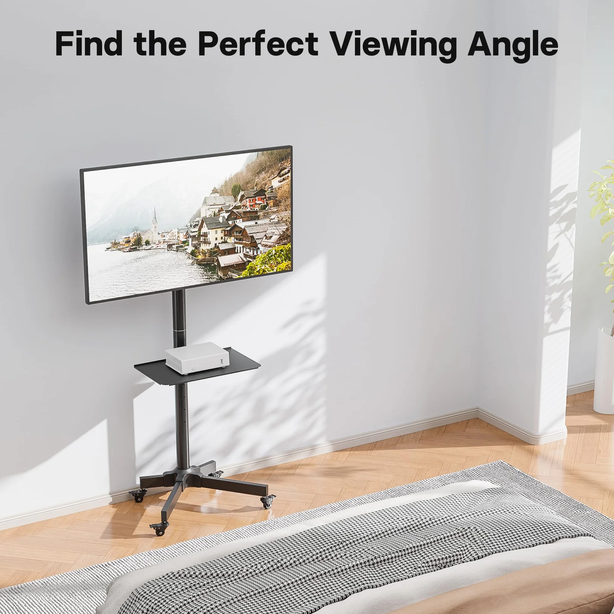 BONTEC Supporto TV da Pavimento per TV LCD/LED 23-60 Pollici, Carrello TV Mobile con Ruote, Altezza Regolabile, 40 kg, VESA 400x400 mm