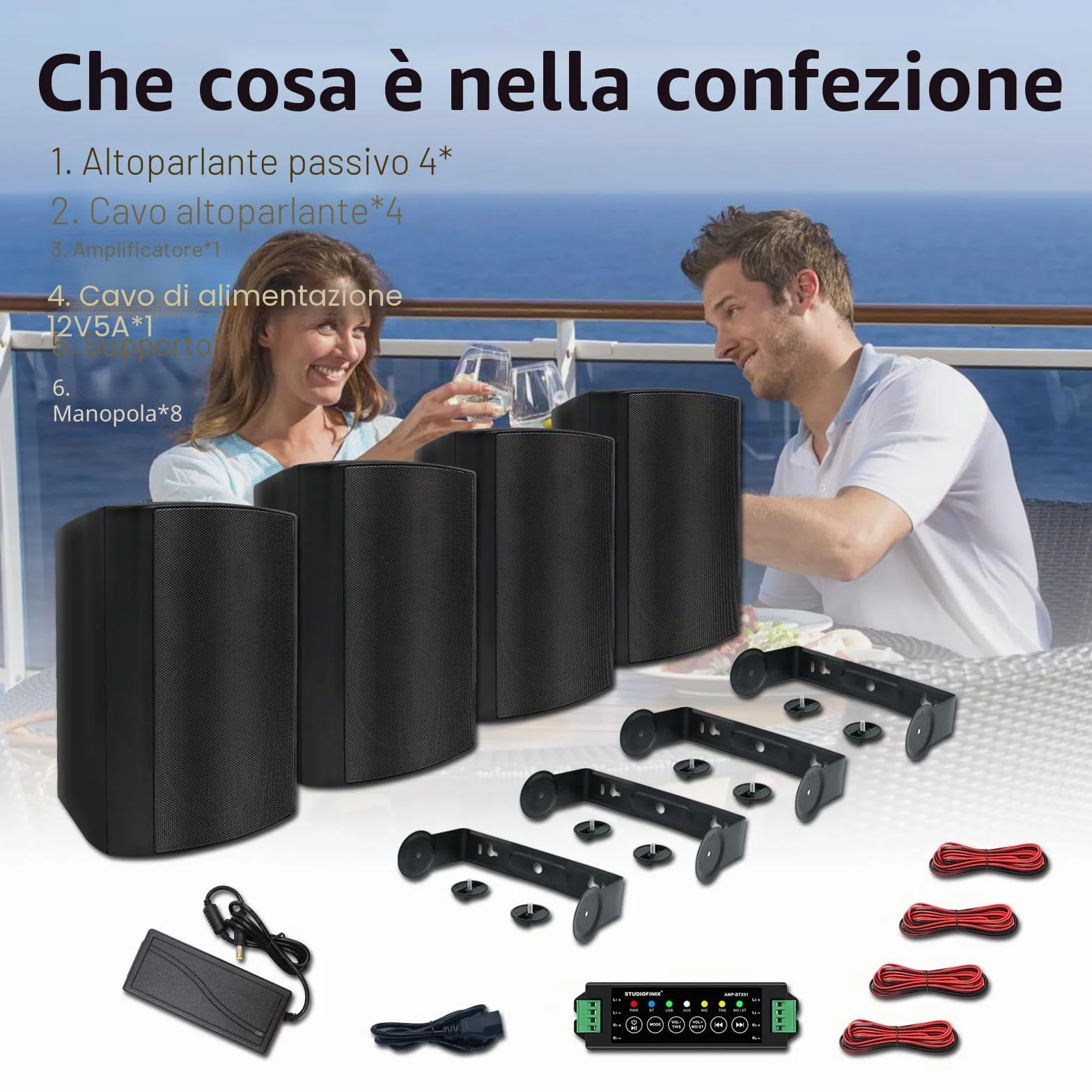 STUDIOFINIX Altoparlanti 5,25 pollici 600 watt Bluetooth per interni ed esterni