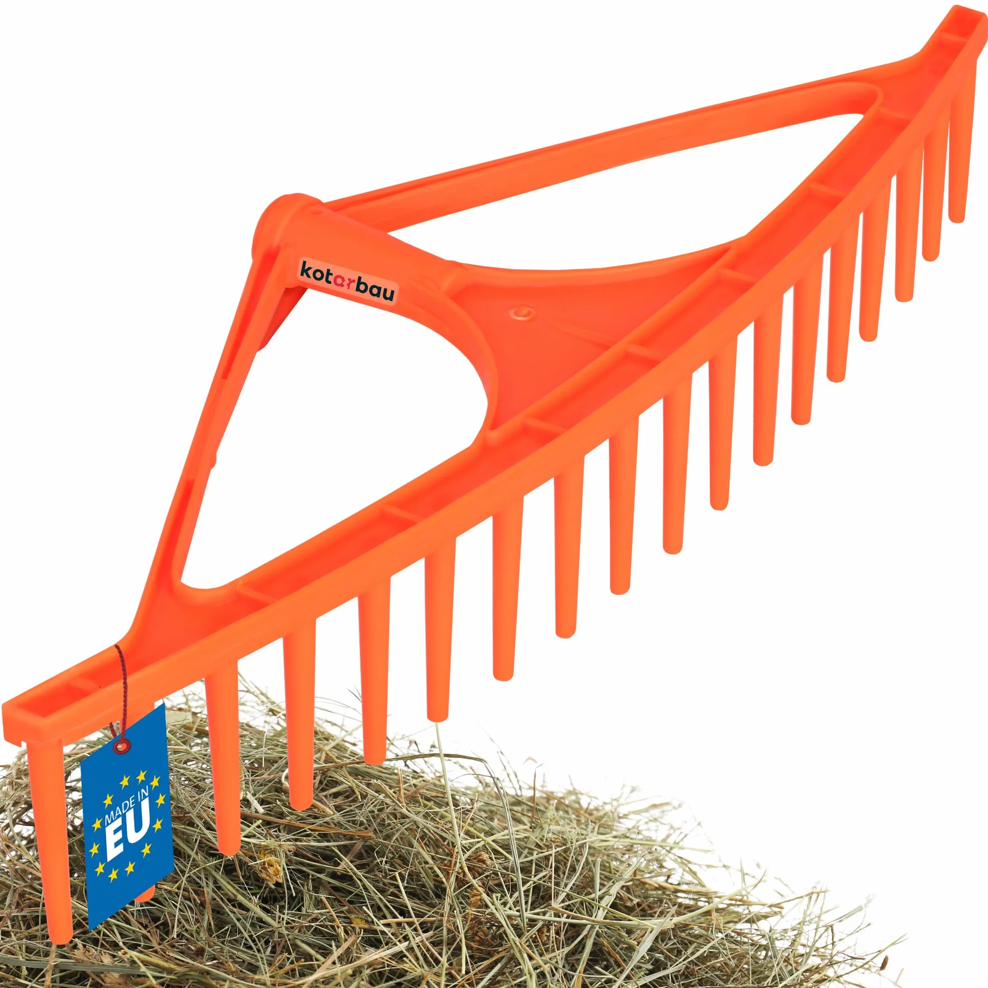 KOTARBAU® Rastrello per Foglie - Rastrello Giardino - Plastica - 64 cm - Arancione - 18 Denti - per Erba Fieno - Senza Manico - Leggero Resistente