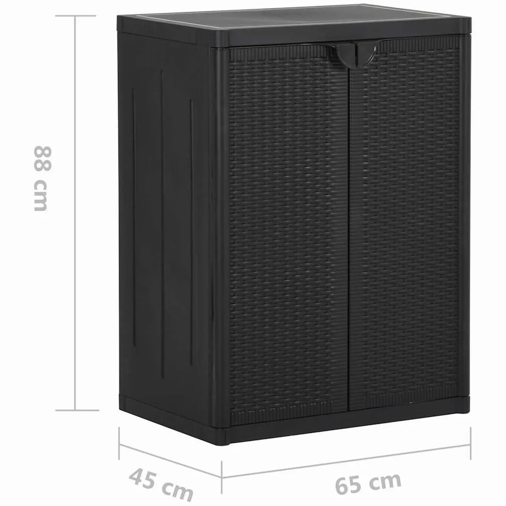 vidaXL Armadio da Giardino Rattan PP 65x45x88 cm Nero