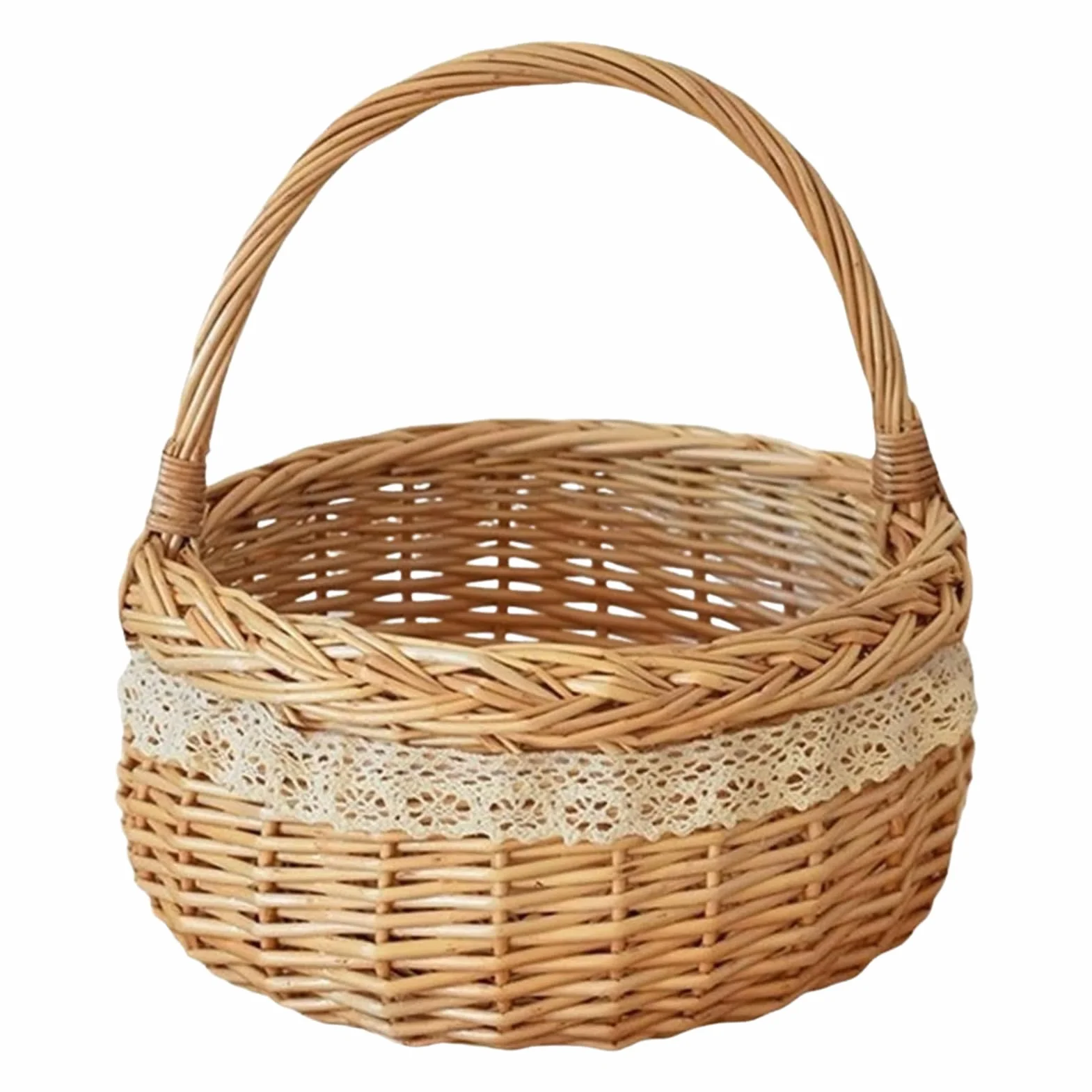 Cestino da picnic | decorazione in naturale con manico cestino da picnic | per Pasqua all'aperto raccolta di bouquet, cucina, soggiorno