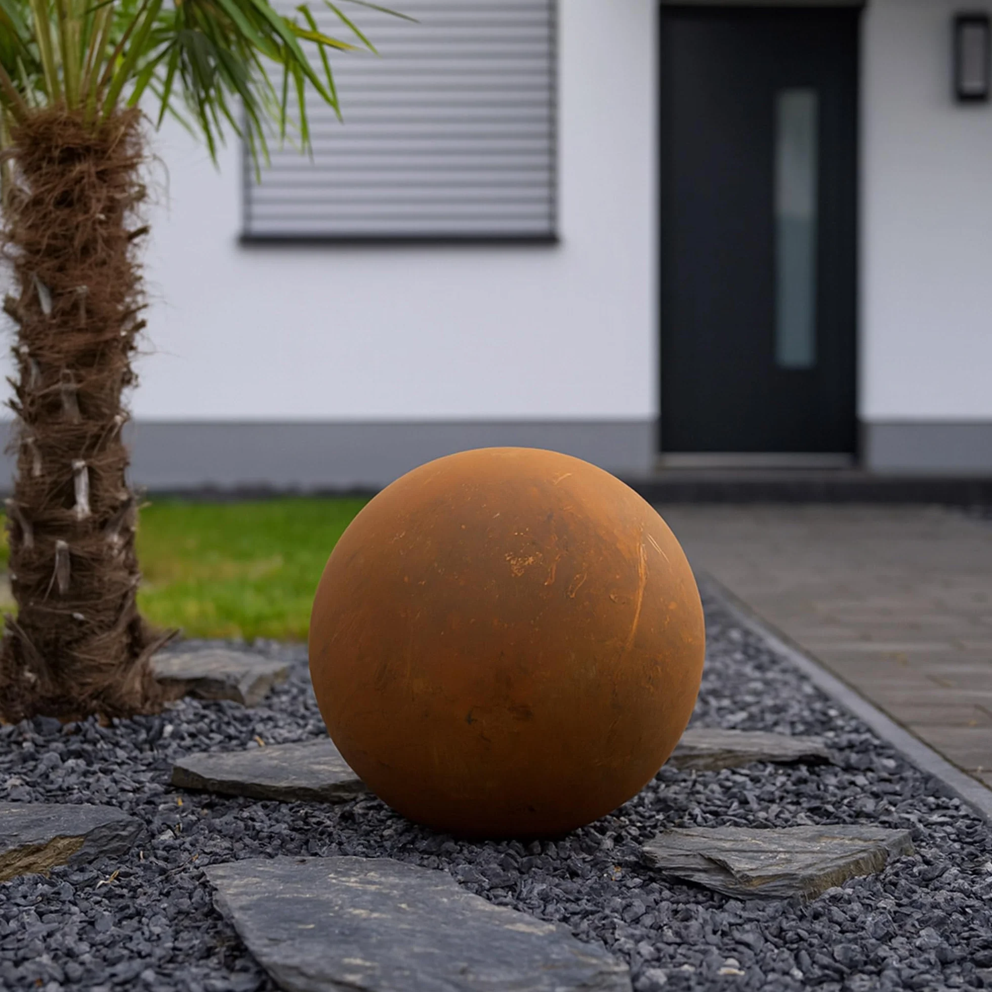 UNUS Sfera decorativa da giardino in metallo, diametro 40 cm, effetto ruggine per giardino, aiuole e terrazze