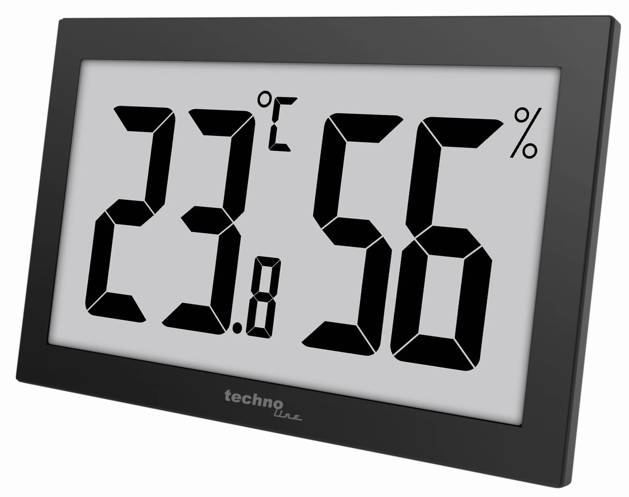 Termometro digetales – Igrometro XXL, WS9465, display molto leggibile, nero con LCD Jumbo per ufficio hotel Foyer