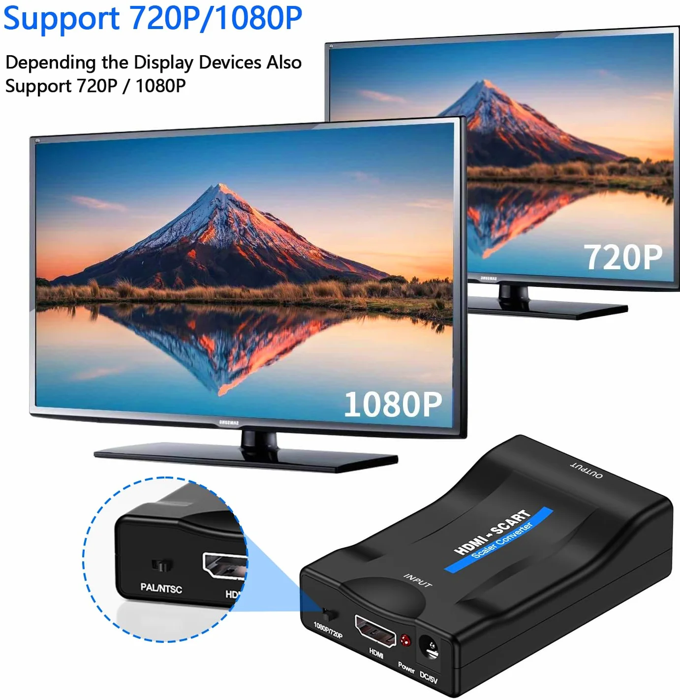 Konwerter HDMI na Scart PAL/NTSC 1080p Adapter do SKY HD Blu-Ray HDTV PC