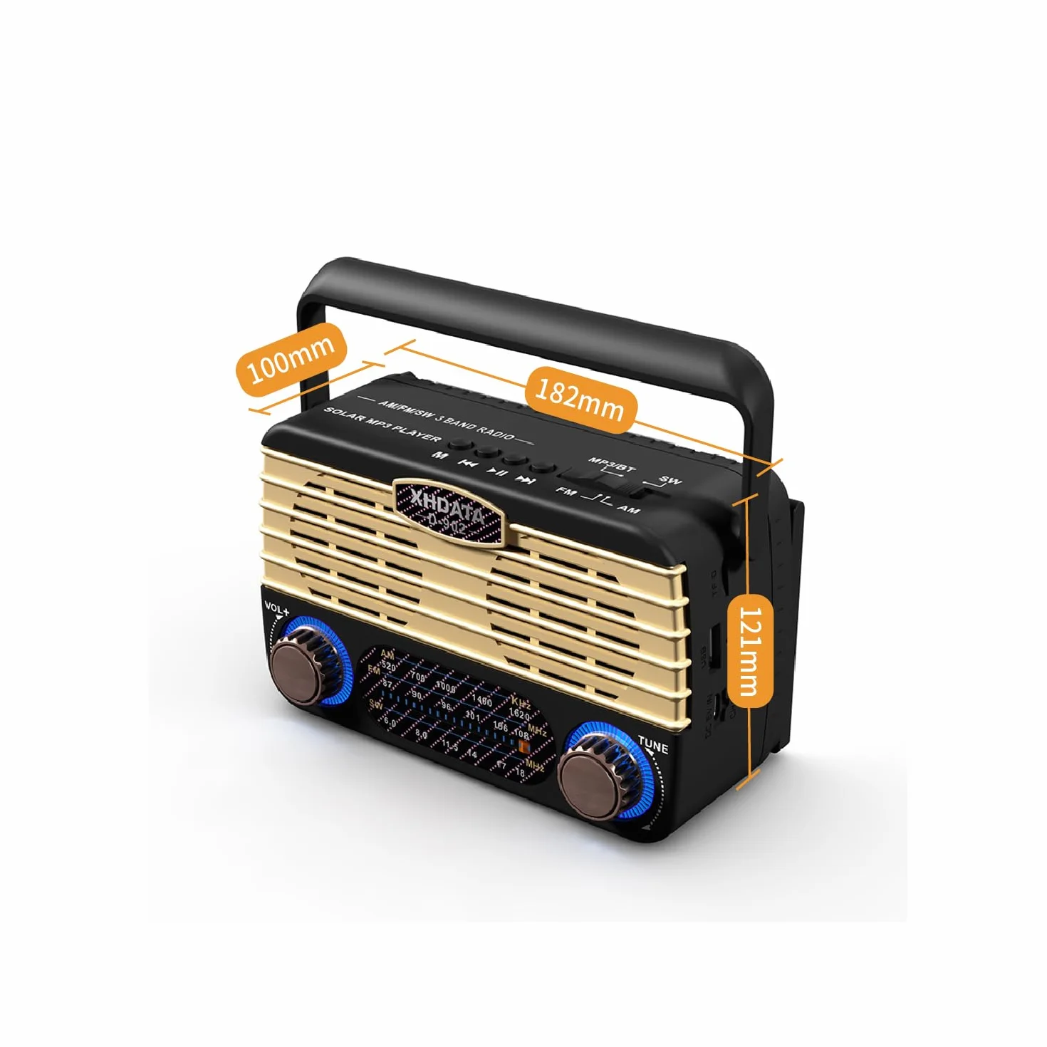 XHDATA D902 Radio Vintage Portatile Ricaricabile FM/AM/SW Tascabile Bluetooth MP3 Player